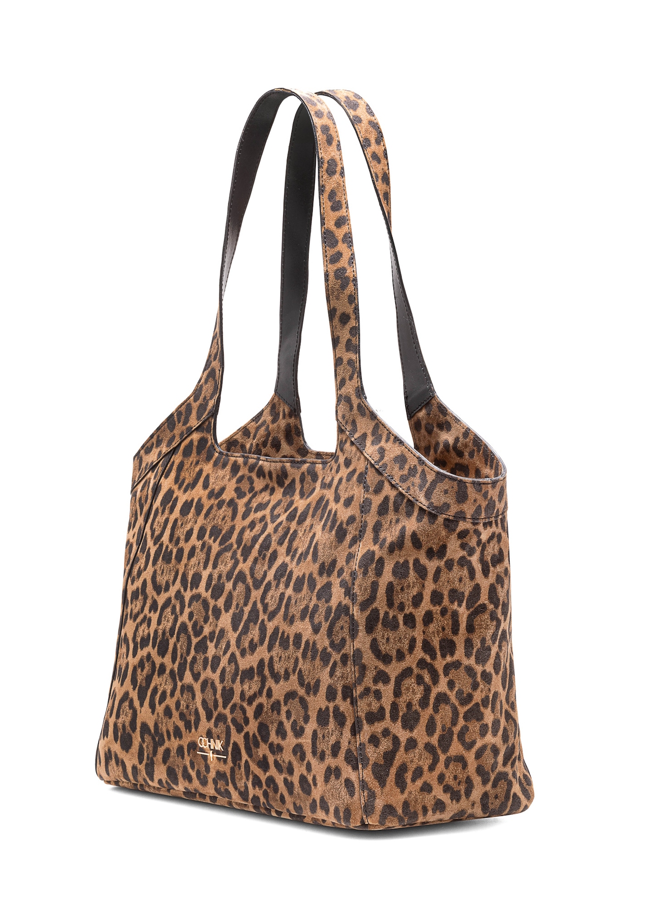 Large women's handbag with leopard print TORES-1169-86(Z25), diagonal view of the product on a white background.