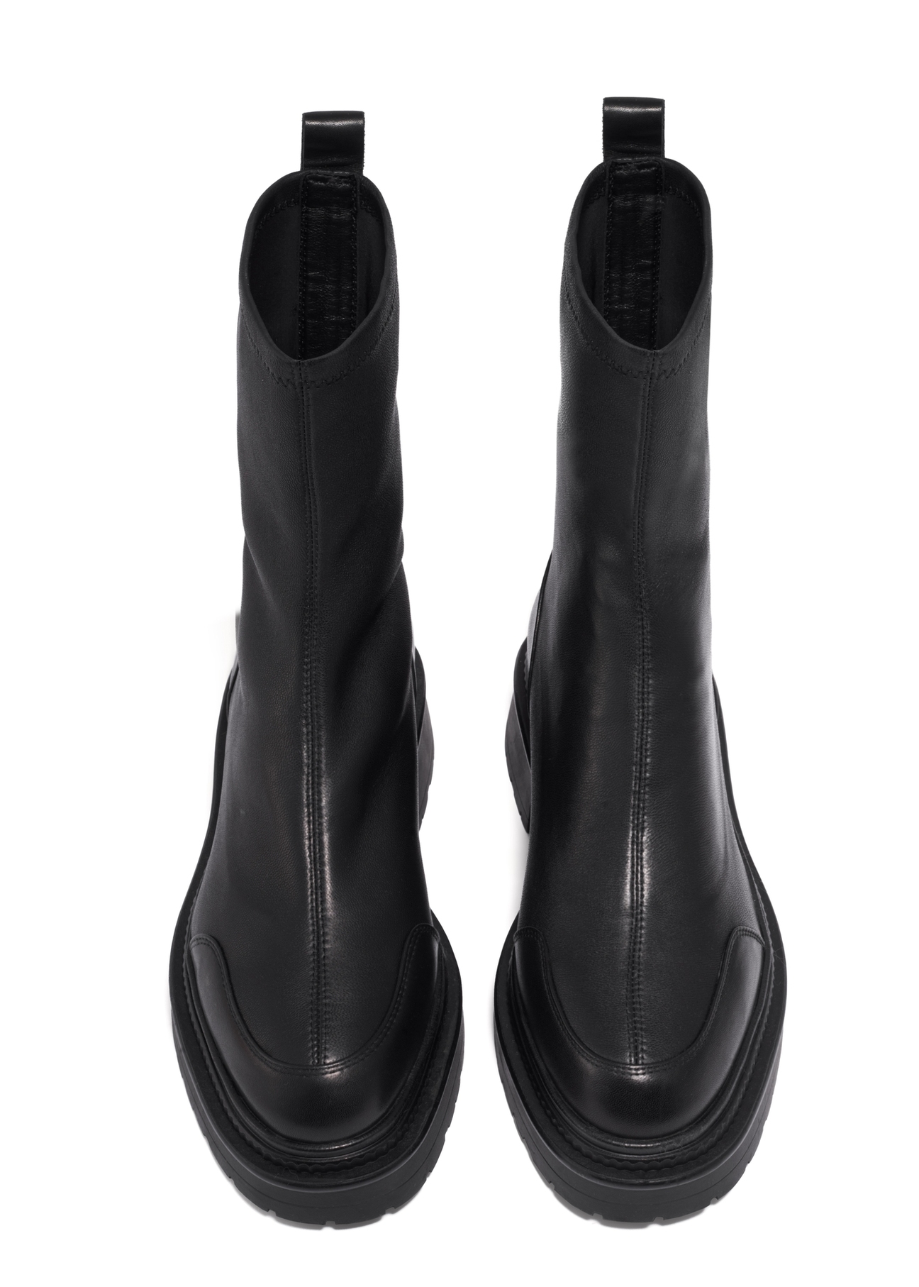 Black leather women's ankle boots BUTYD-1324-99(Z26), front product view on white background.