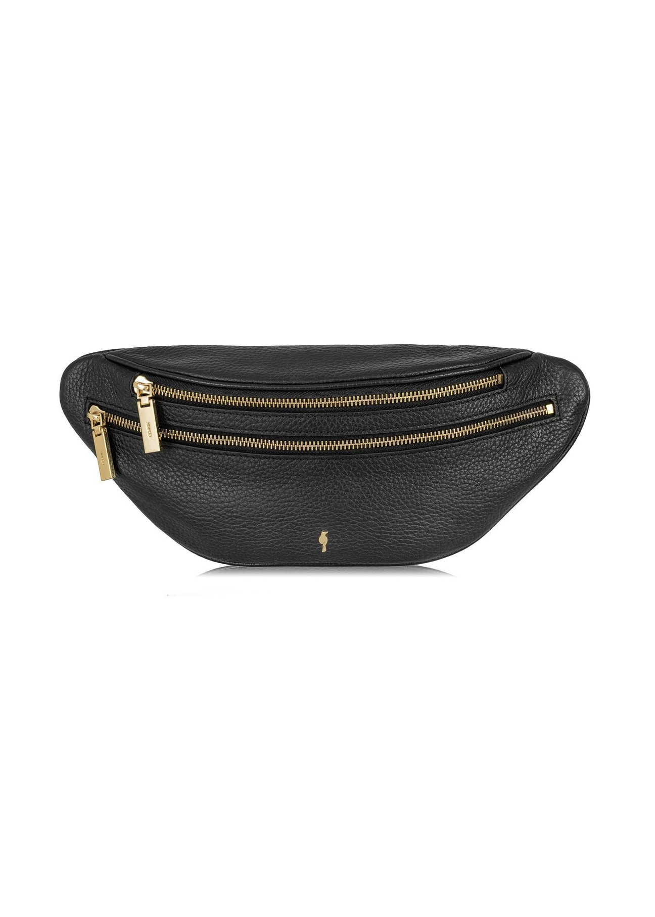 Women's leather black waist bag TORES-0721D-99(Z25), front product view on white background.
