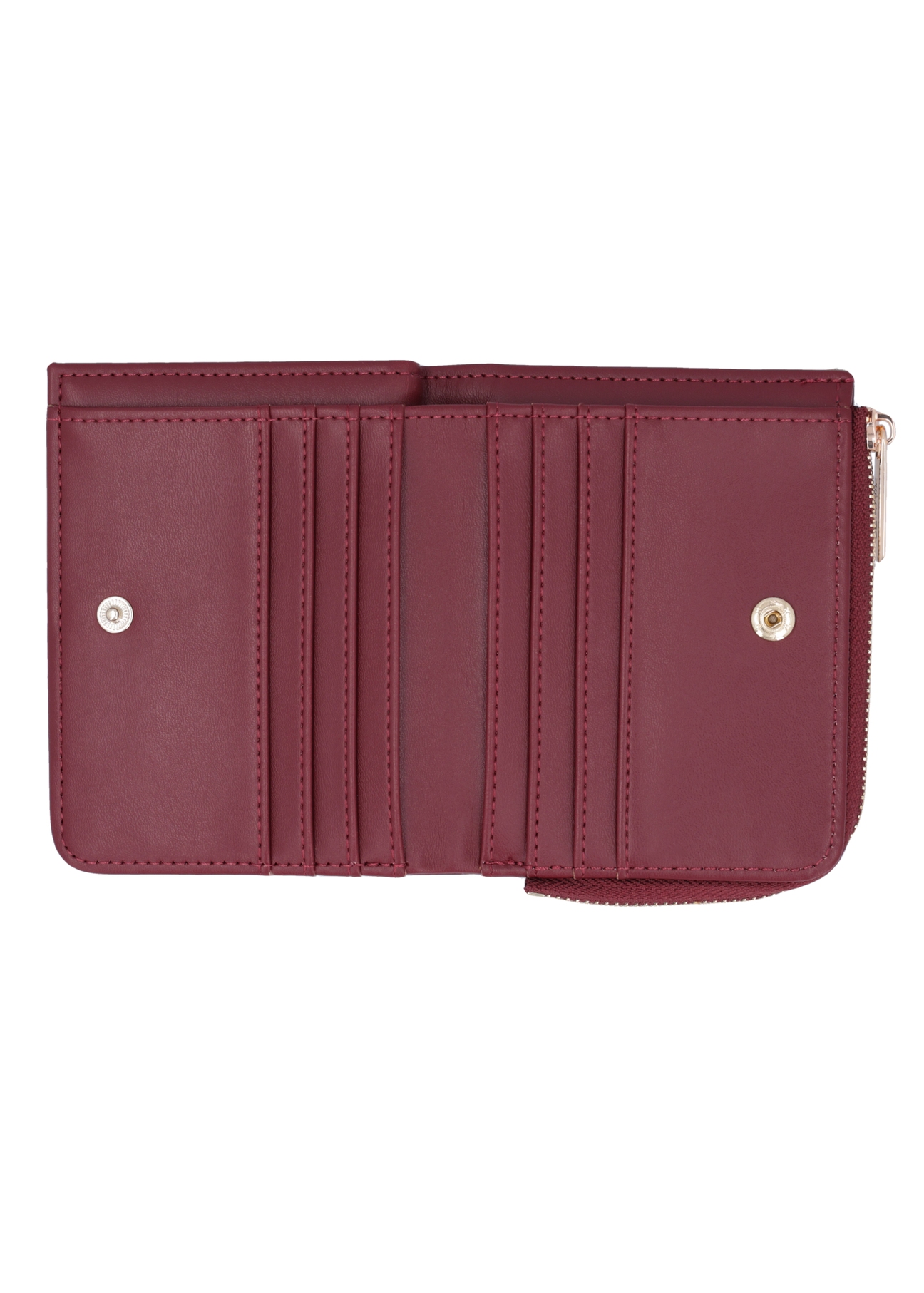 Burgundy small women's wallet POREC-0400A-4D(Z26) - product view from above, on white background.