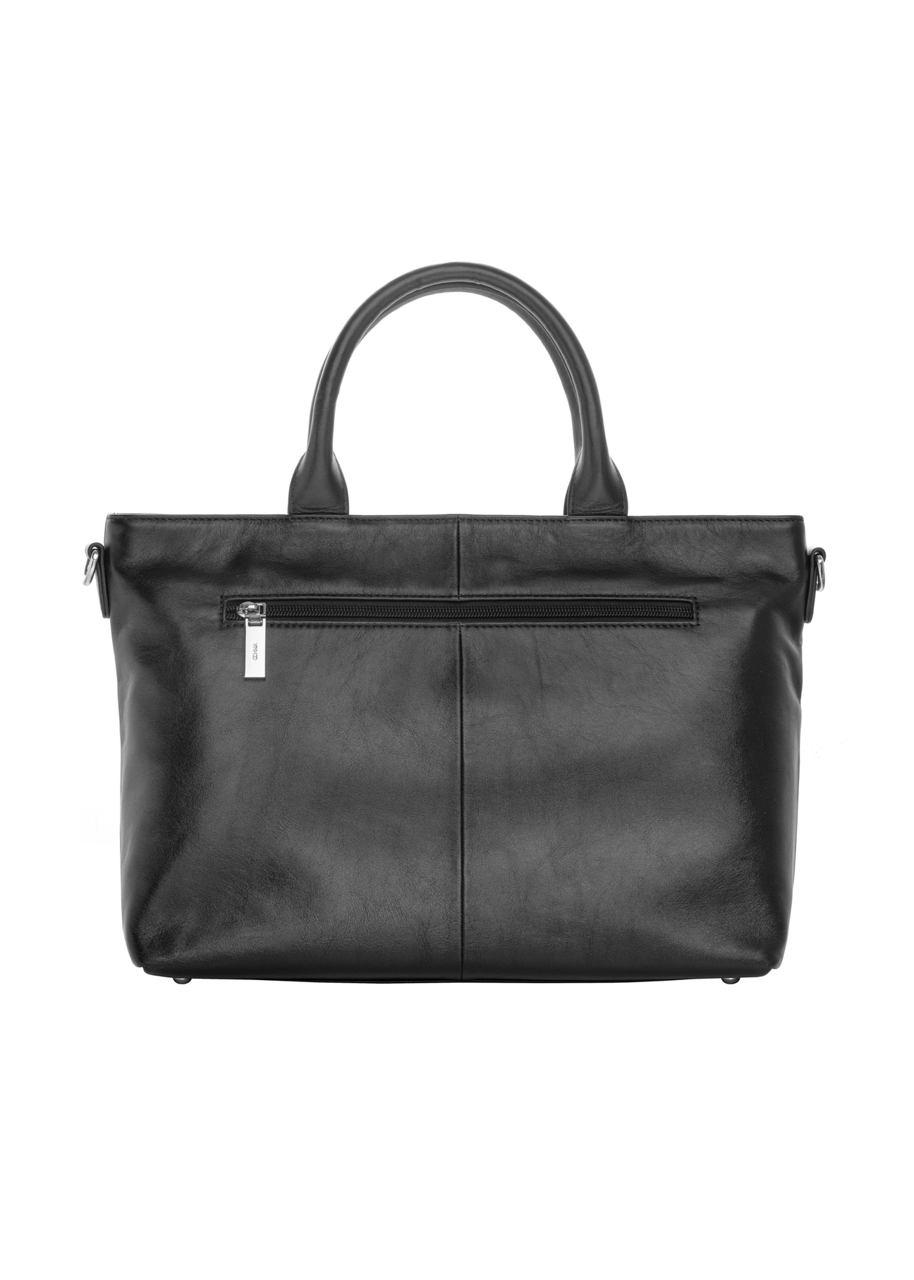Black large leather women's handbag TORES-1158-99(Z25), product view from the back on a white background.