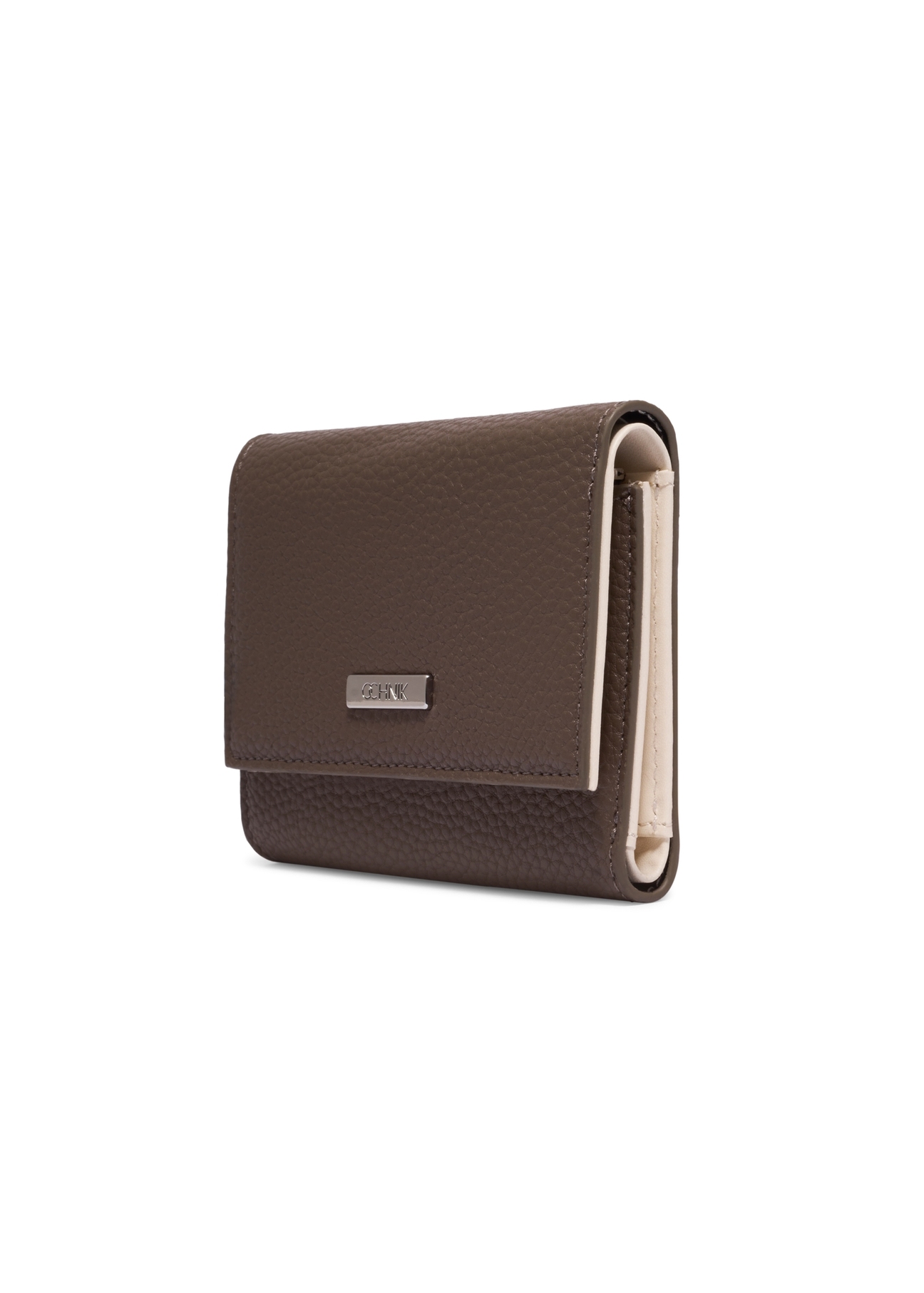 Dark beige women's wallet with cream interior POREC-0440-1K(Z26) - diagonal product view, on a white background.