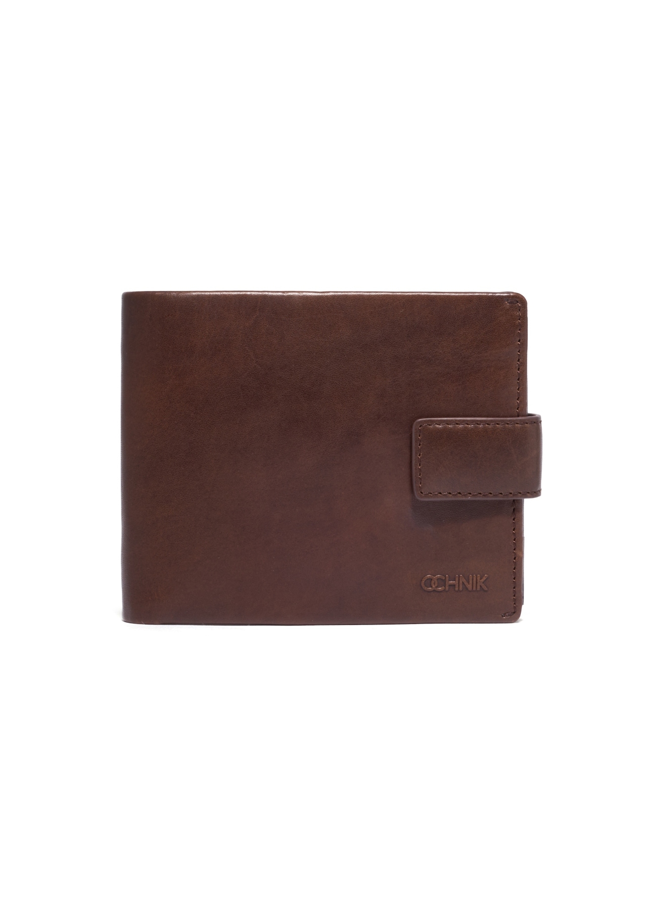 Dark brown leather men's wallet PORMS-0733-1I(Z26), front product view on white background.