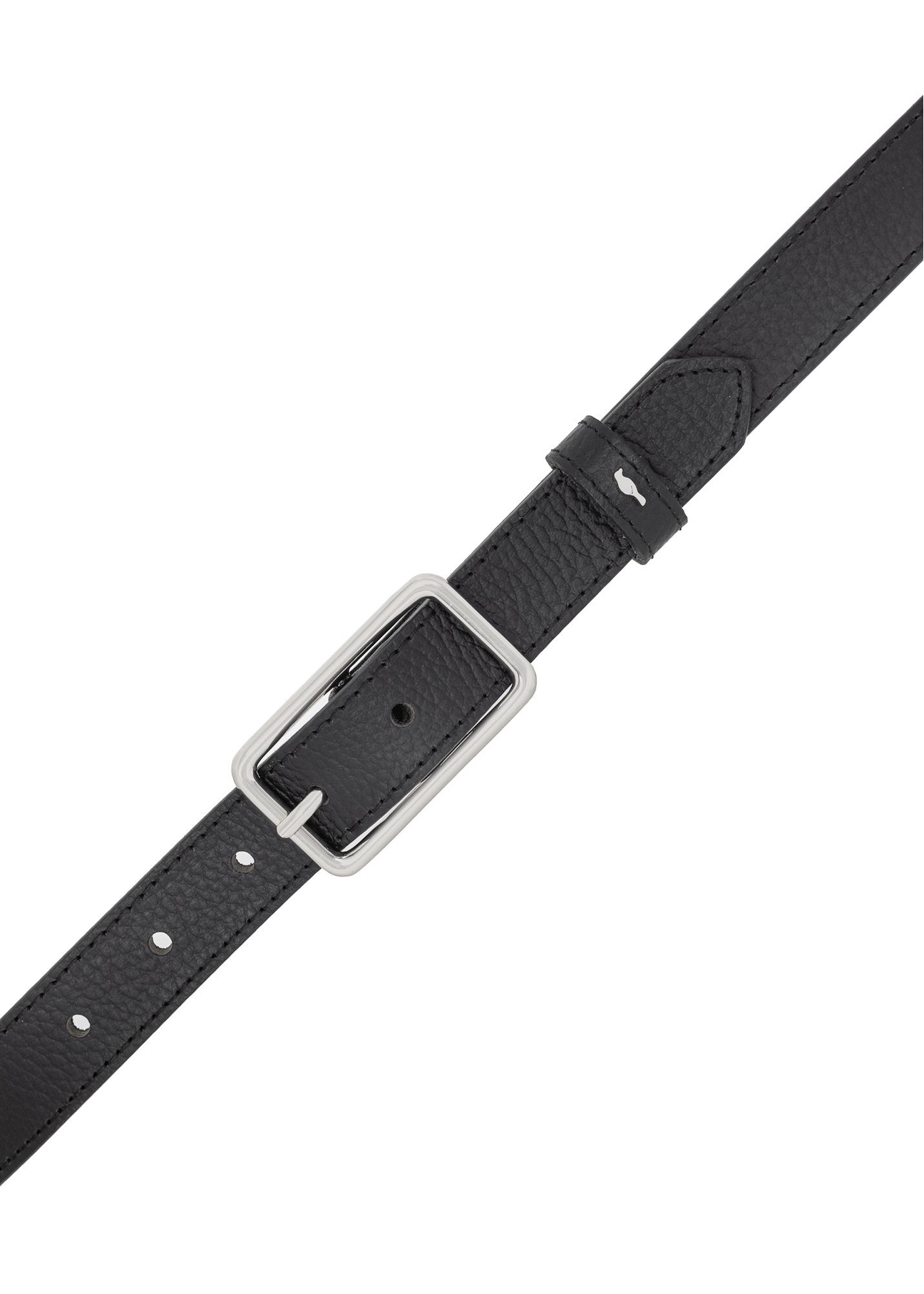Women's leather belt in black PASDS-0307-99(W26) - product view from above, on a white background.