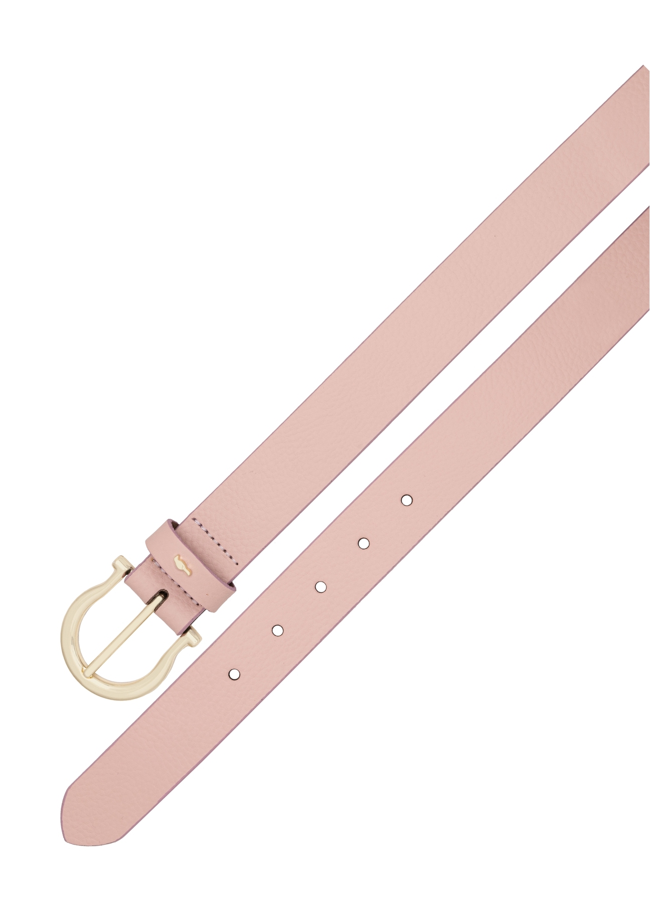 Pink women's leather belt PASDS-0274-5B(W26), top view of the product on a white background.