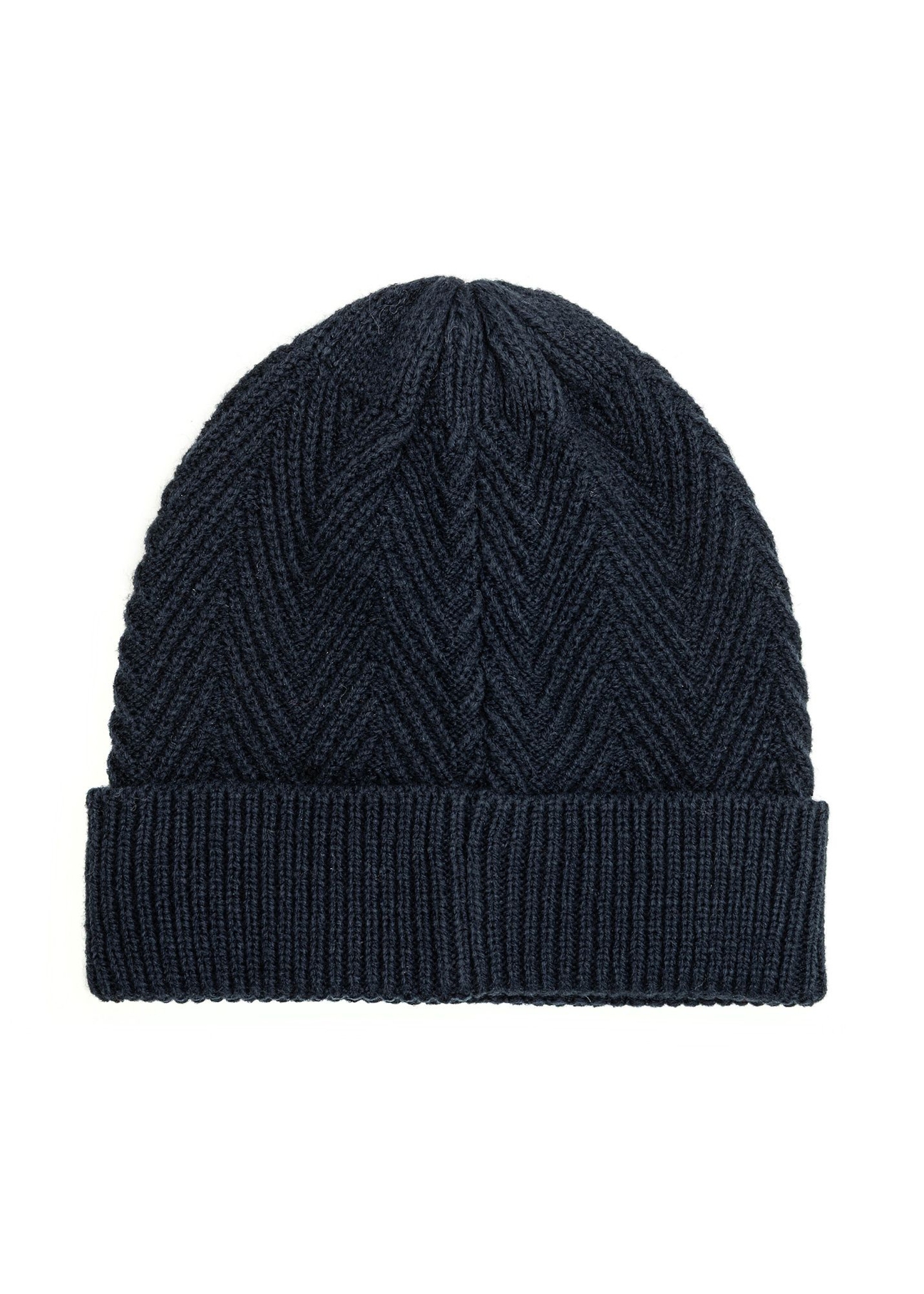 Navy blue men's herringbone cap CZAMT-0057-7E(Z26), product view from the back on a white background.
