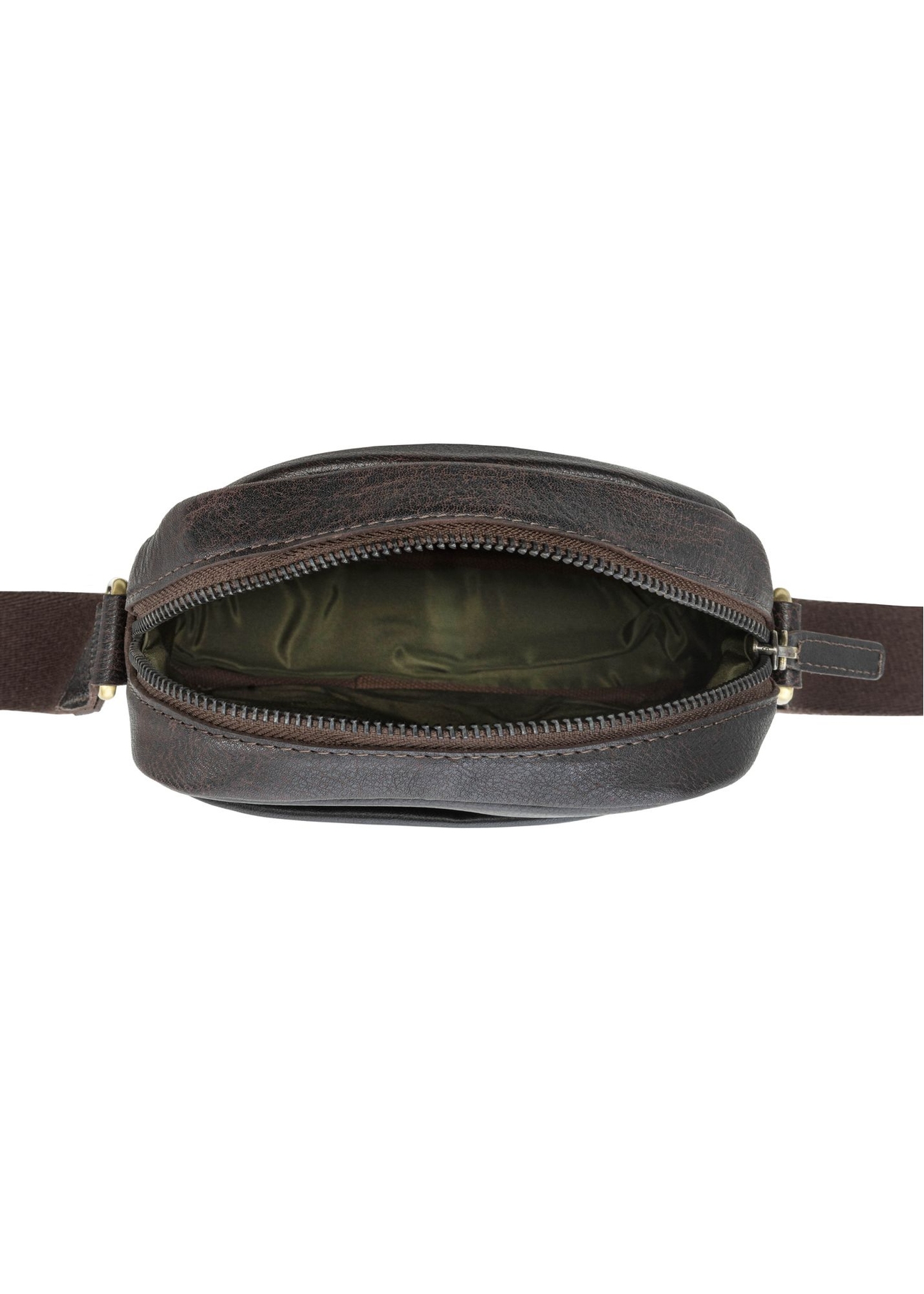 Men's dark brown leather bag TORMS-0501-1I(W26) - view of the product from above, on a white background.