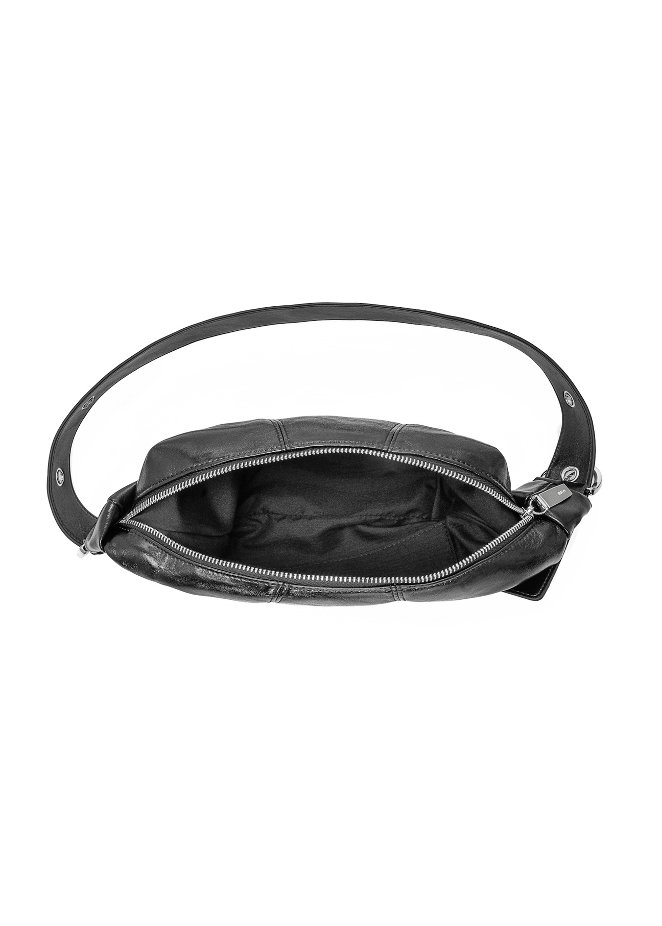 Black small women's waist bag TOREC-1087-99(Z25), product view inside on white background.