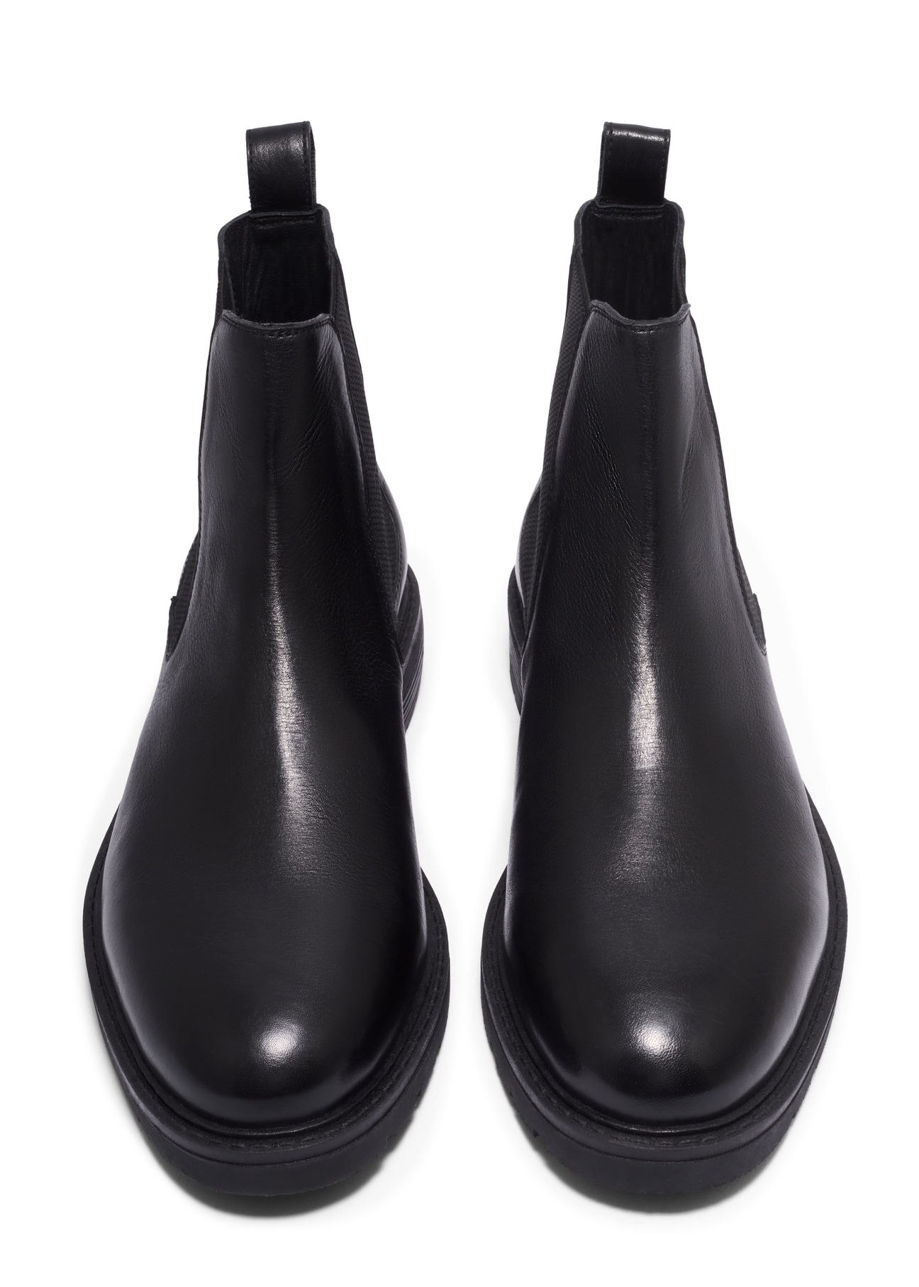 Men's black leather Chelsea boots BUTYM-0521-99(Z26), front product view on white background.