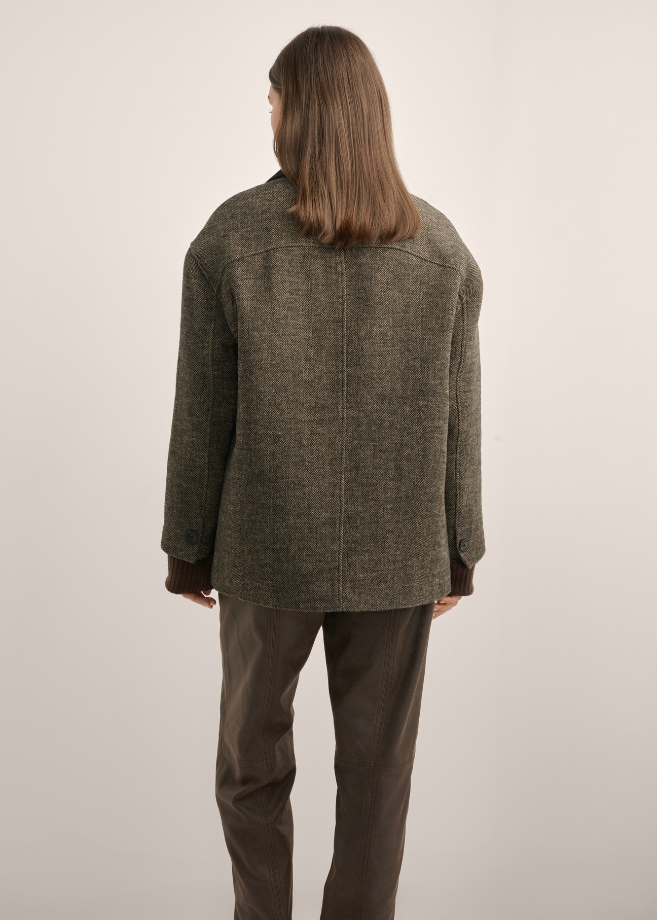 Women's herringbone coat PLADT-0083-1L(Z26)
