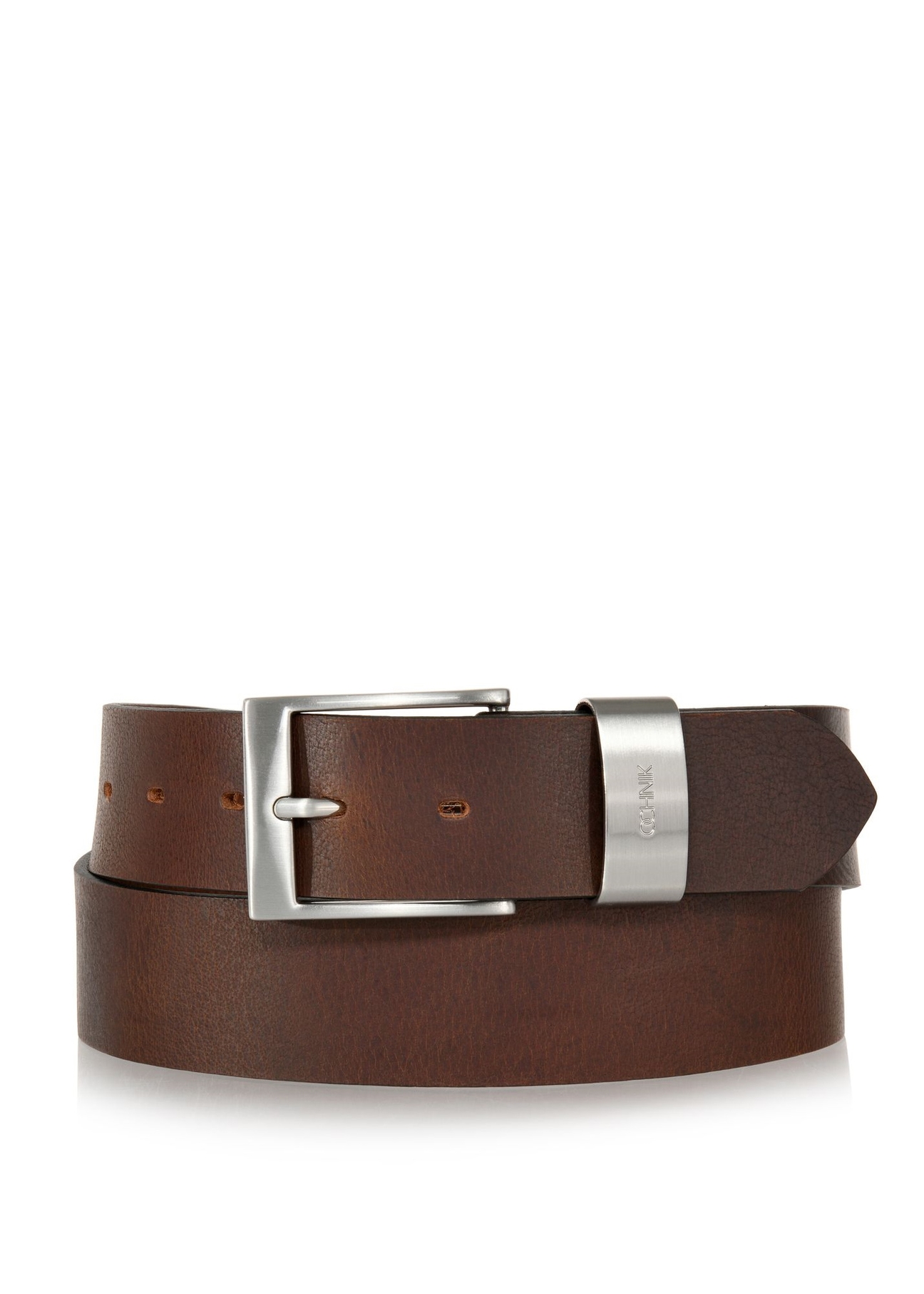 Brown smooth leather men's belt PASMS-0163A-89(W24)-01