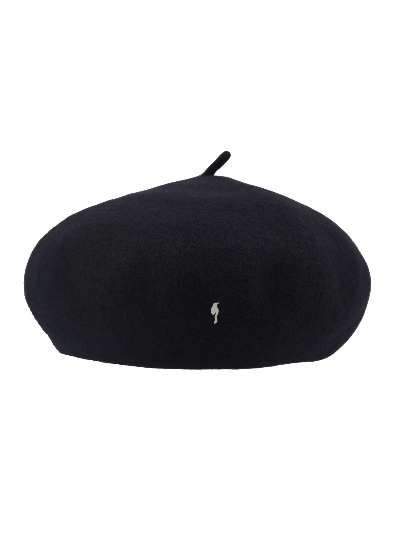 Women's black wool beret CZADT-0234-99(Z26) - front product view, on a white background.