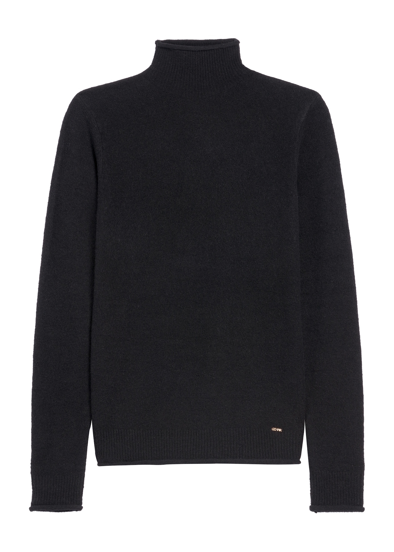 Black women's turtleneck sweater SWEDT-0241-99(Z25), front product view on white background.