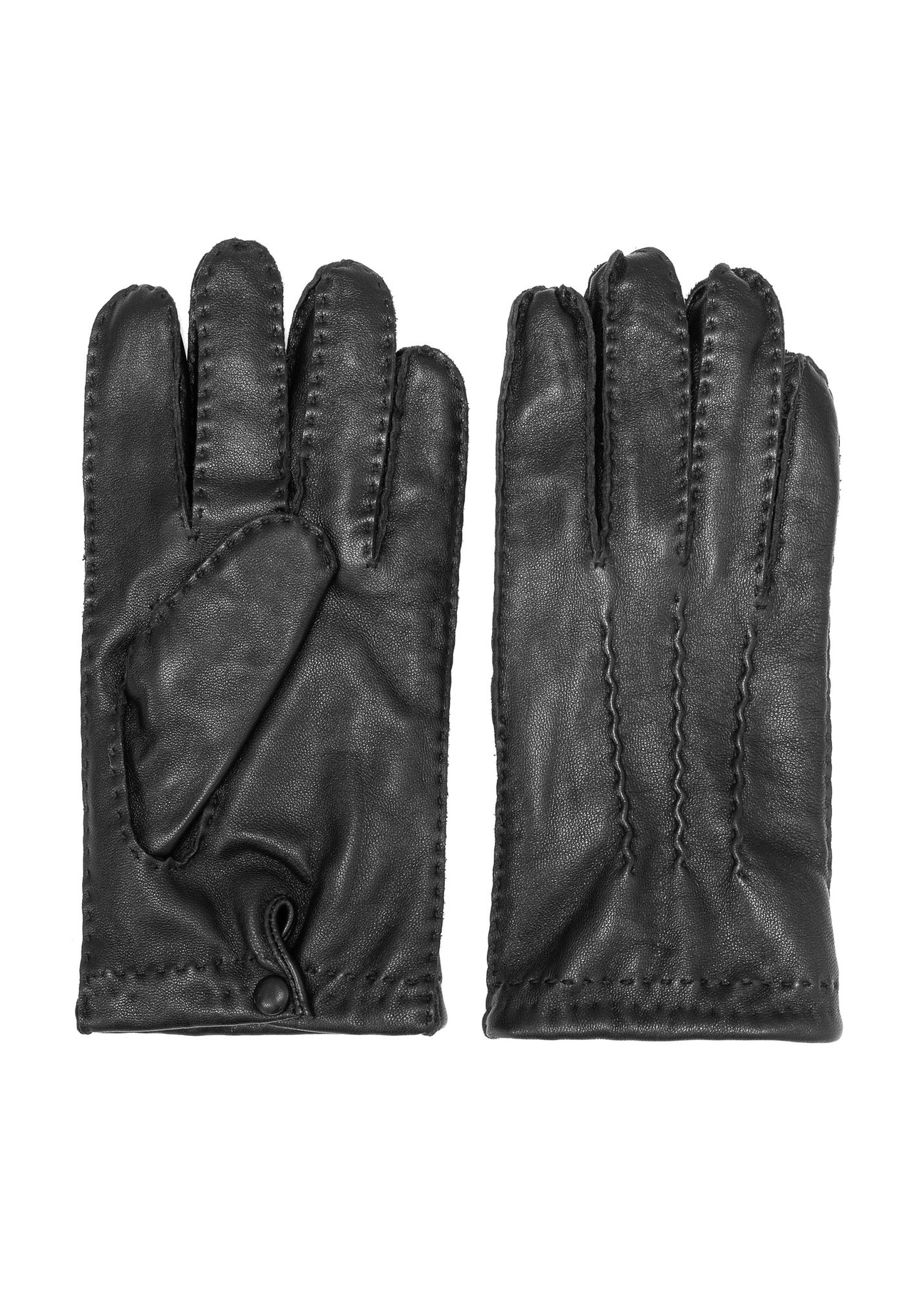 Men's black leather gloves REKMS-0081-99(Z25)
