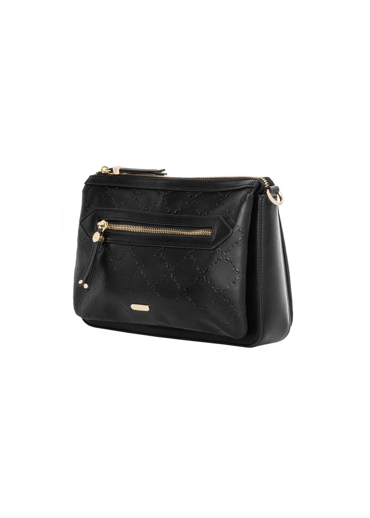Black women's handbag with monogram TOREC-1293-9P(Z26), diagonal product view on a white background.