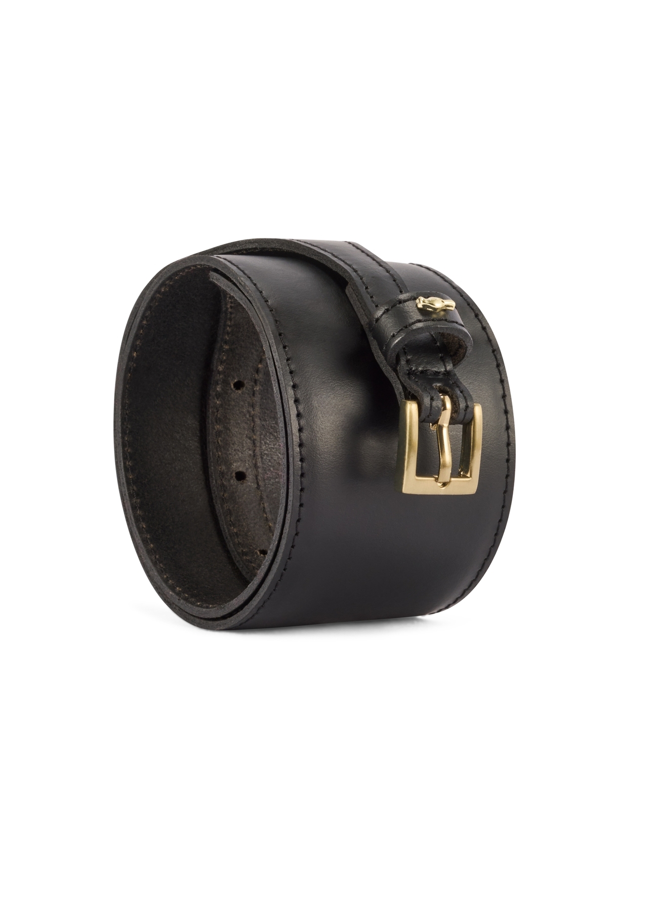 Black leather women's belt PASDS-0331-99(Z25), product view rolled up on white background.-02
