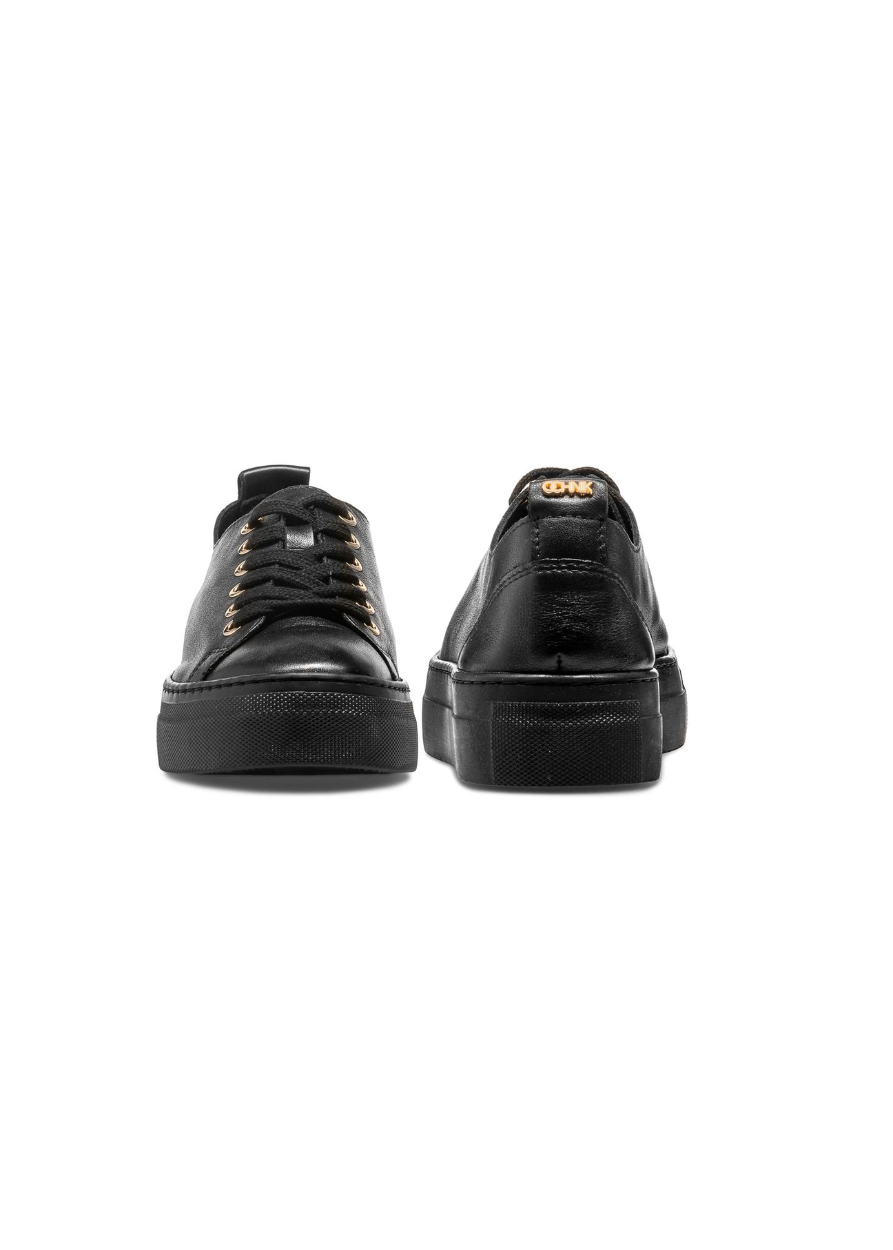 Women's high black leather sneakers BUTYD-1062-99(W26) - front and back product view, on a white background.