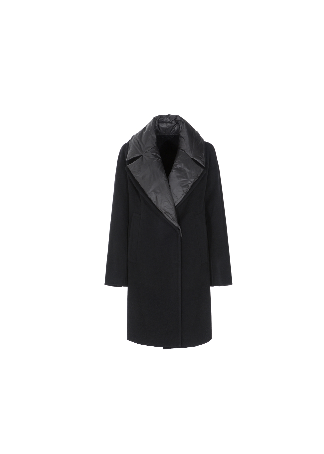 Women's black wool coat PLADT-0036-99(Z20)-01