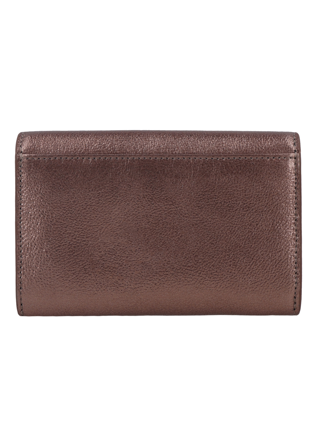 Medium women's leather wallet in light brown color PORES-1030-1G(Z26), product view from the back on white background.
