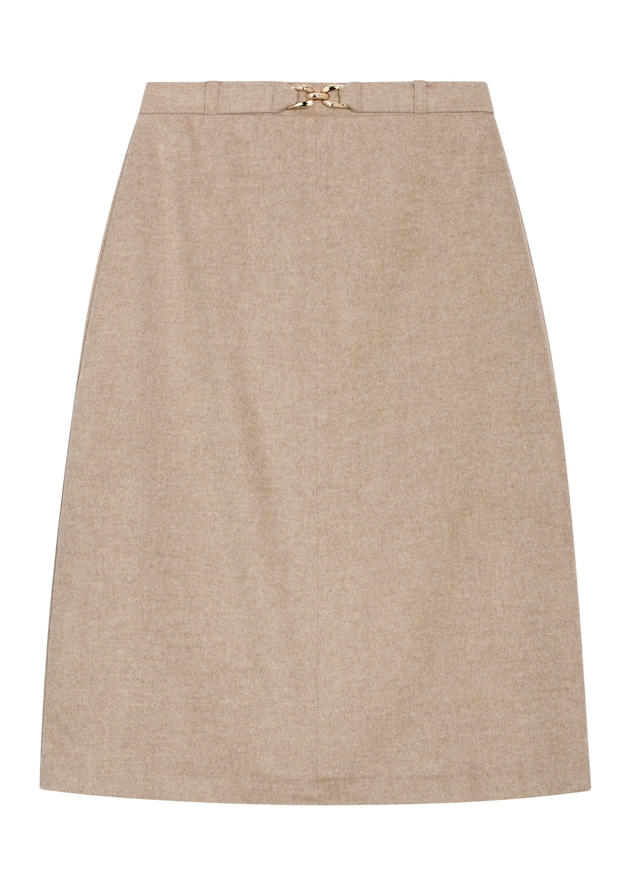Beige A-line Midi Skirt with Wool SPCDT-0136-1J(Z26)