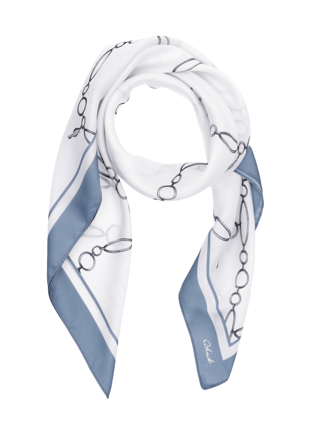 Women's scarf with chain motif SZADT-0230-0P(Z26) - front view, on white background.