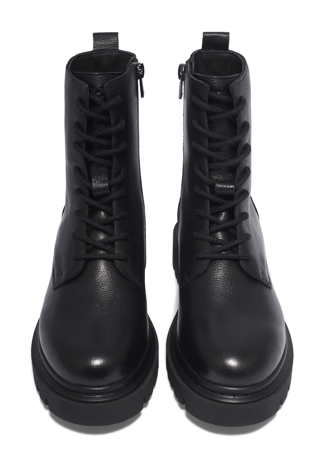 Women's leather ankle boots in black BUTYD-1297-99(Z26), front product view on white background.