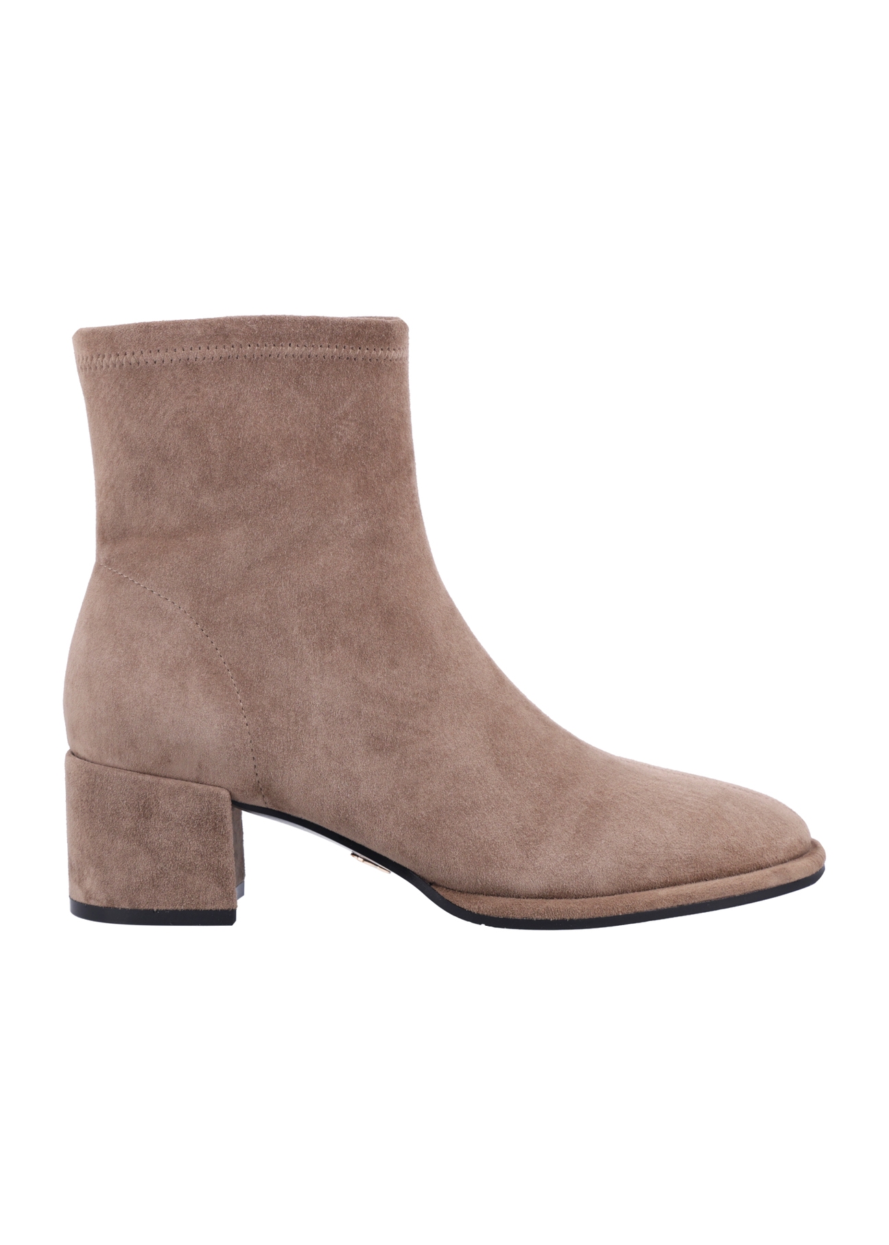 Women's suede ankle boots in cool beige color BUTYD-1341-1K(Z26), side view of the product on a white background.