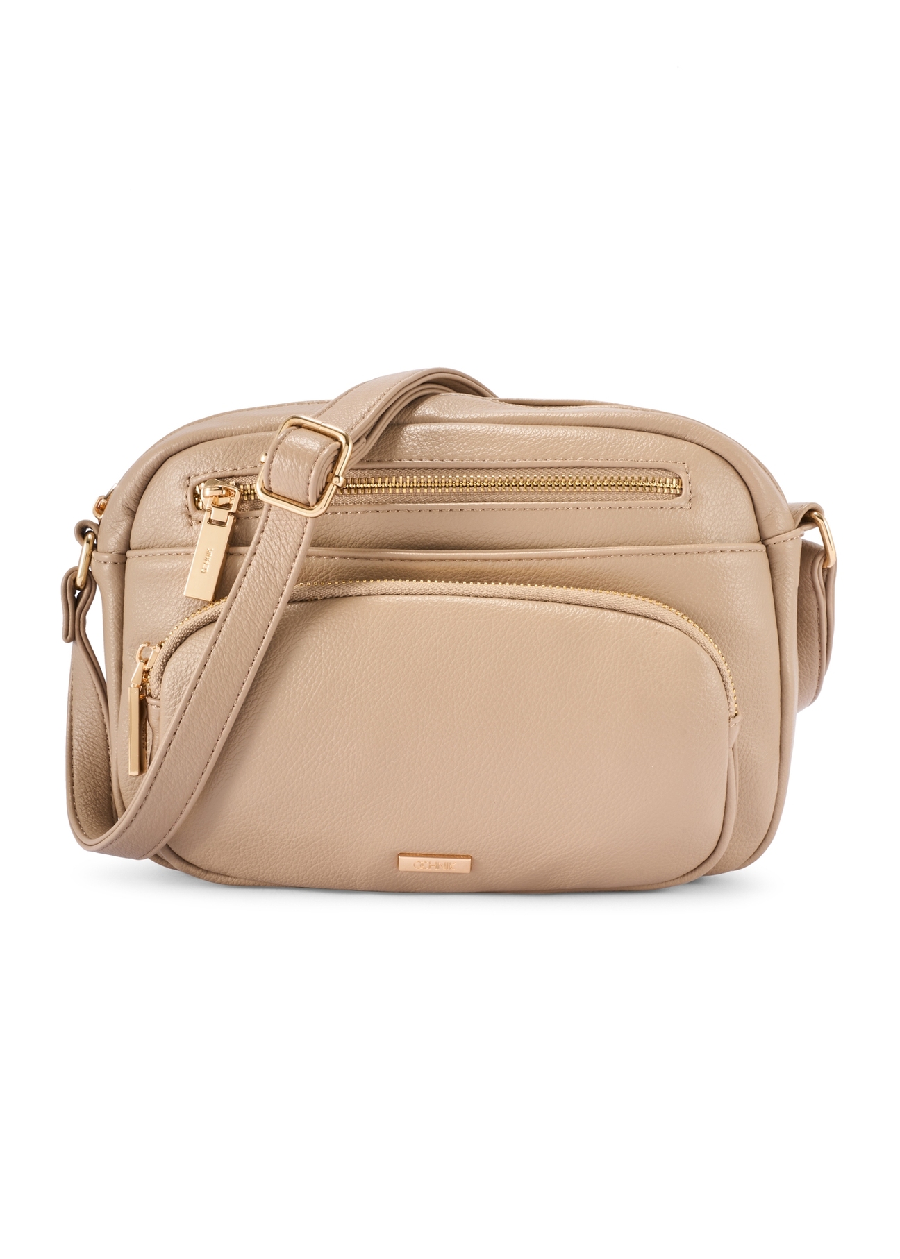 Women's shoulder bag in camel color TOREC-1123-1D(W26), product view from the front on a white background.