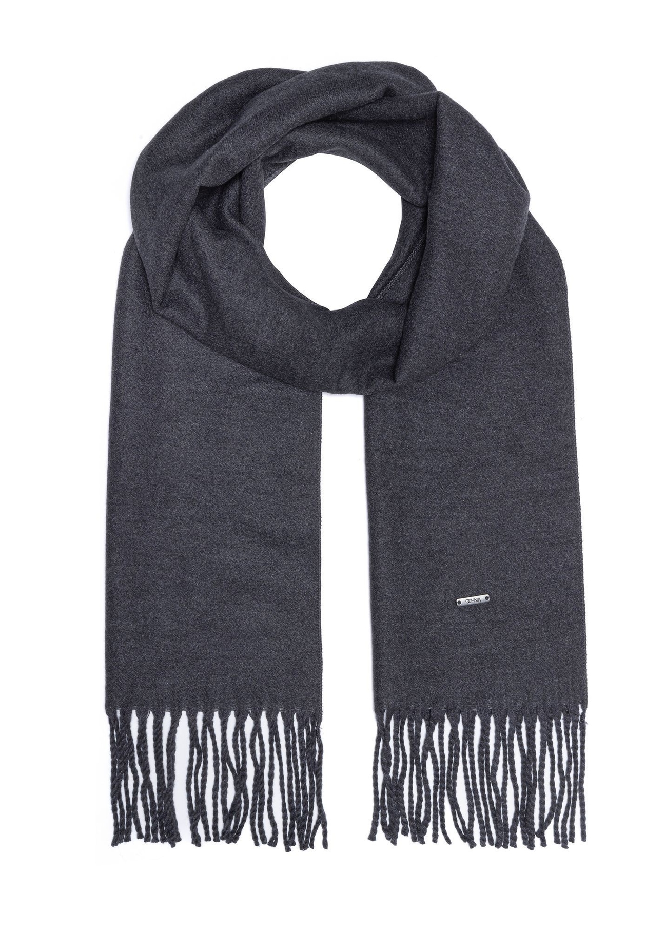 Graphite men's winter scarf SZAMT-0082A-95(Z25) - front product view on white background.