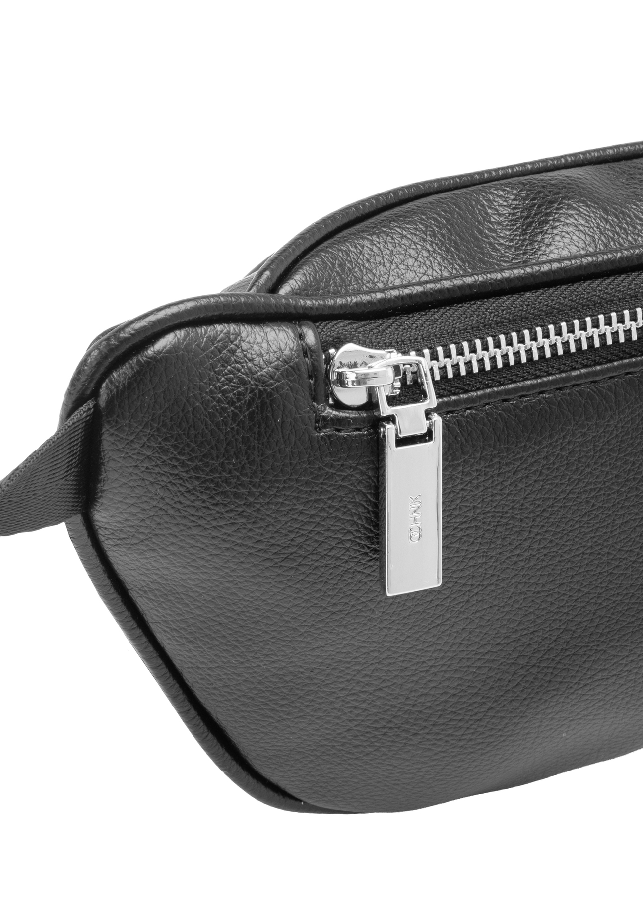 Black women's imitation leather waist bag TOREC-1194-99(W26), close-up of the product detail on a white background.
