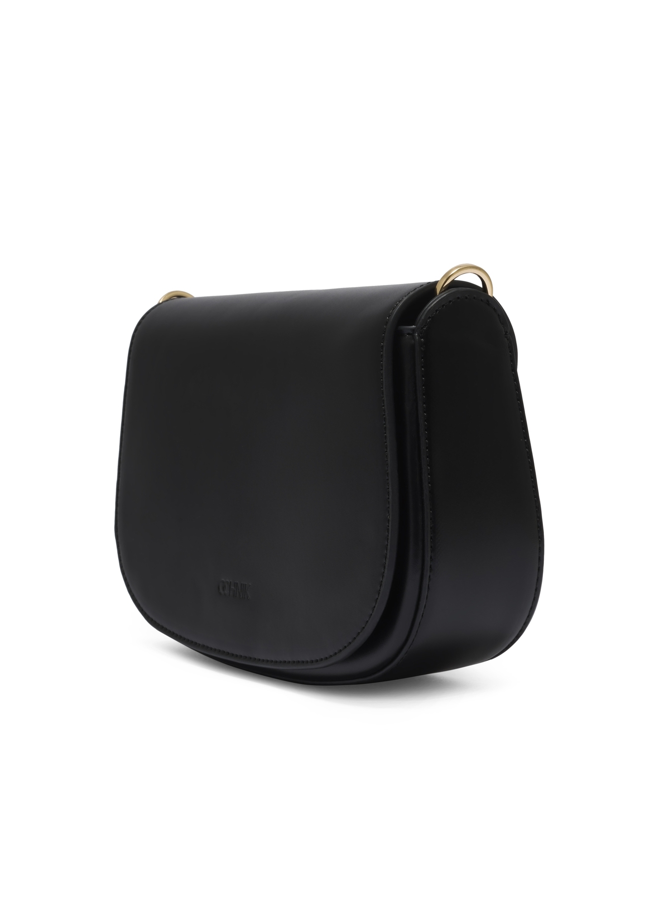 Black women's handbag with stitching TOREC-1380-99(Z26), diagonal product view on a white background.