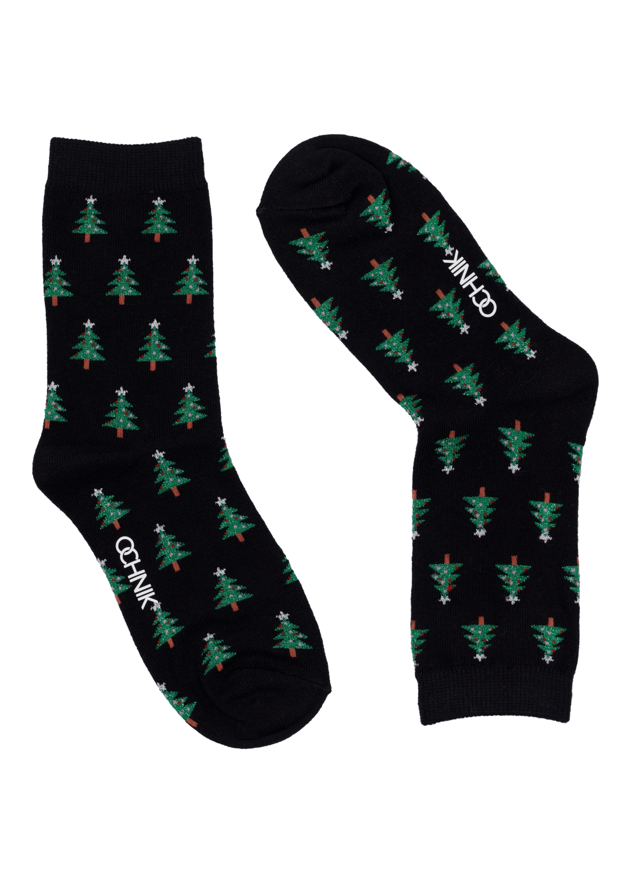 Black women's Christmas socks SKADT-0081-9P(Z26), front view of the product on a white background.