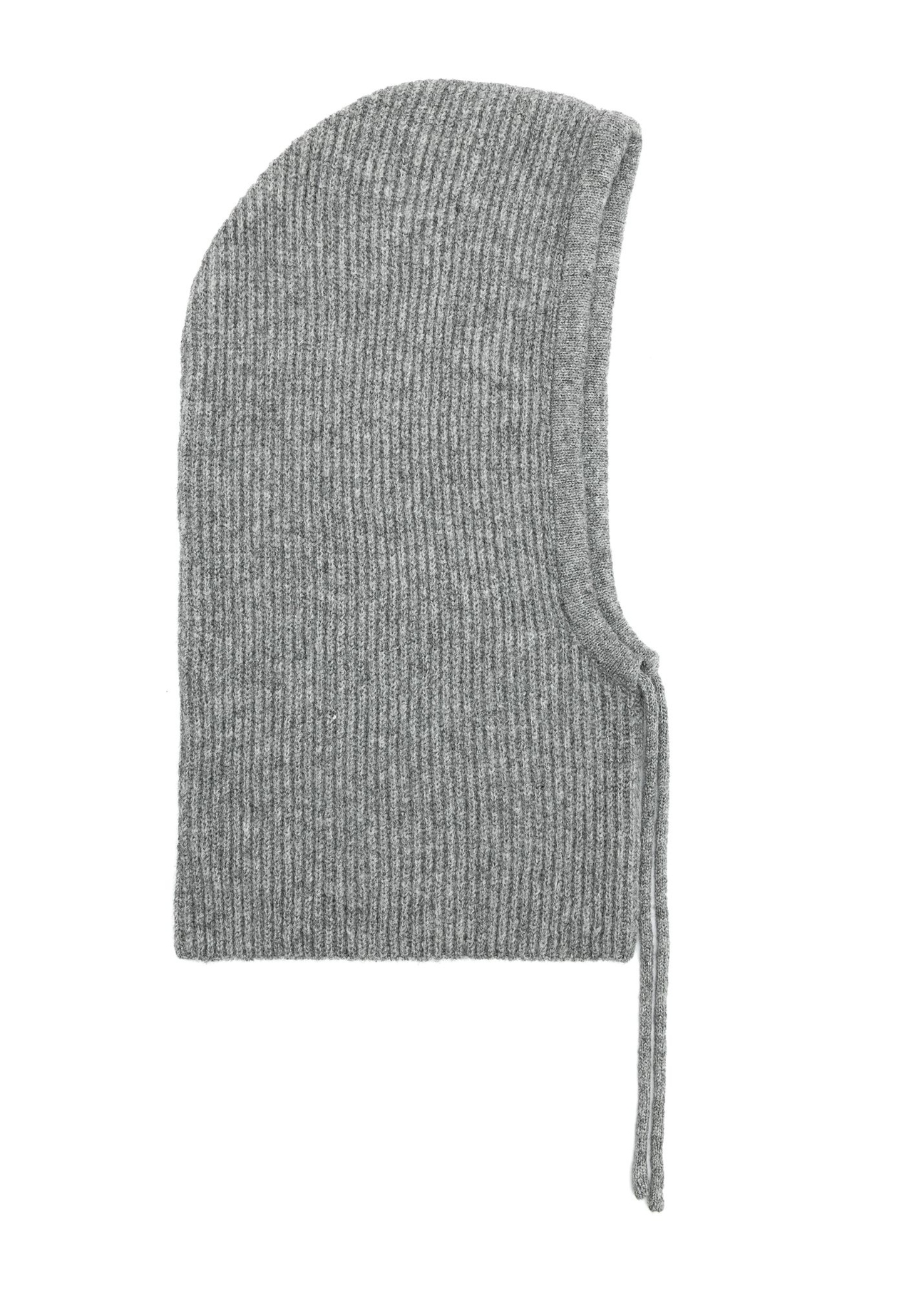 Women's gray scarf with hood SZADT-0215-91(Z25) - side view of the product on a white background.