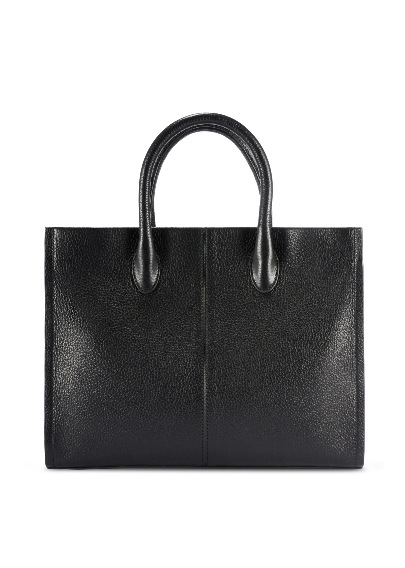 Women's leather handbag in black color TORES-1206-9I(W26), product view from the back on a white background.