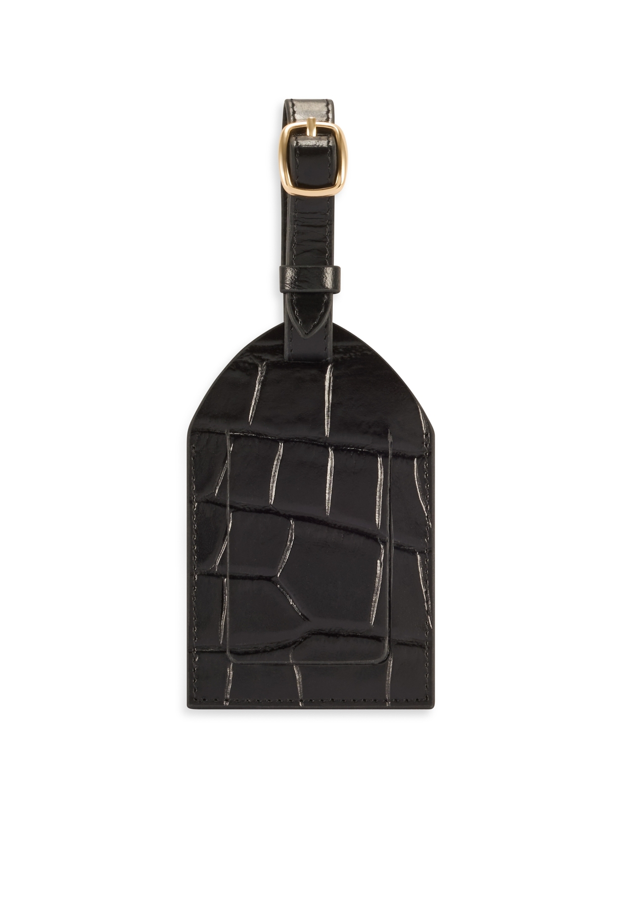 Leather keychain with croco motif BRELOK-0222-97(Z25), product view from the back on a white background.