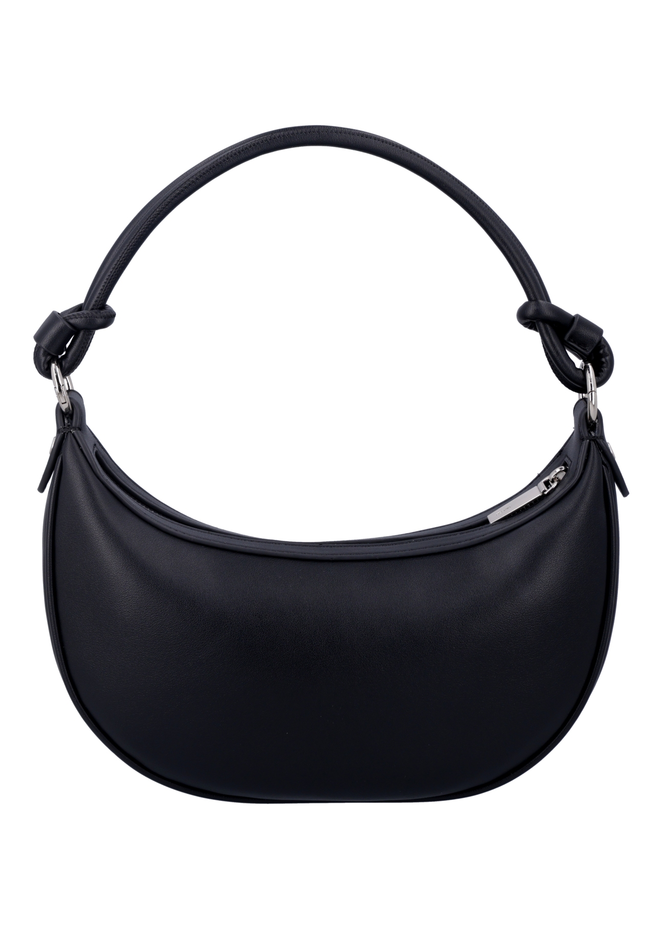 Black small women's hobo bag TOREC-1097-99(Z26), product view from the back on a white background.