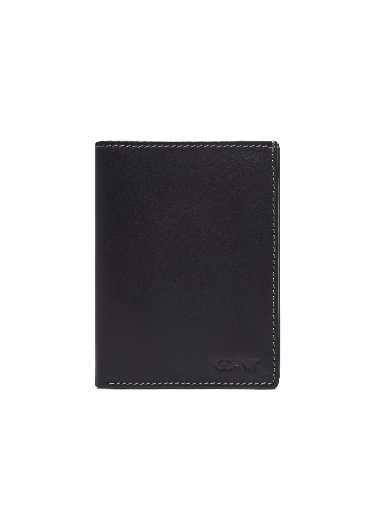 Small black leather men's wallet PORMS-0702-99(Z26), front product view on white background.