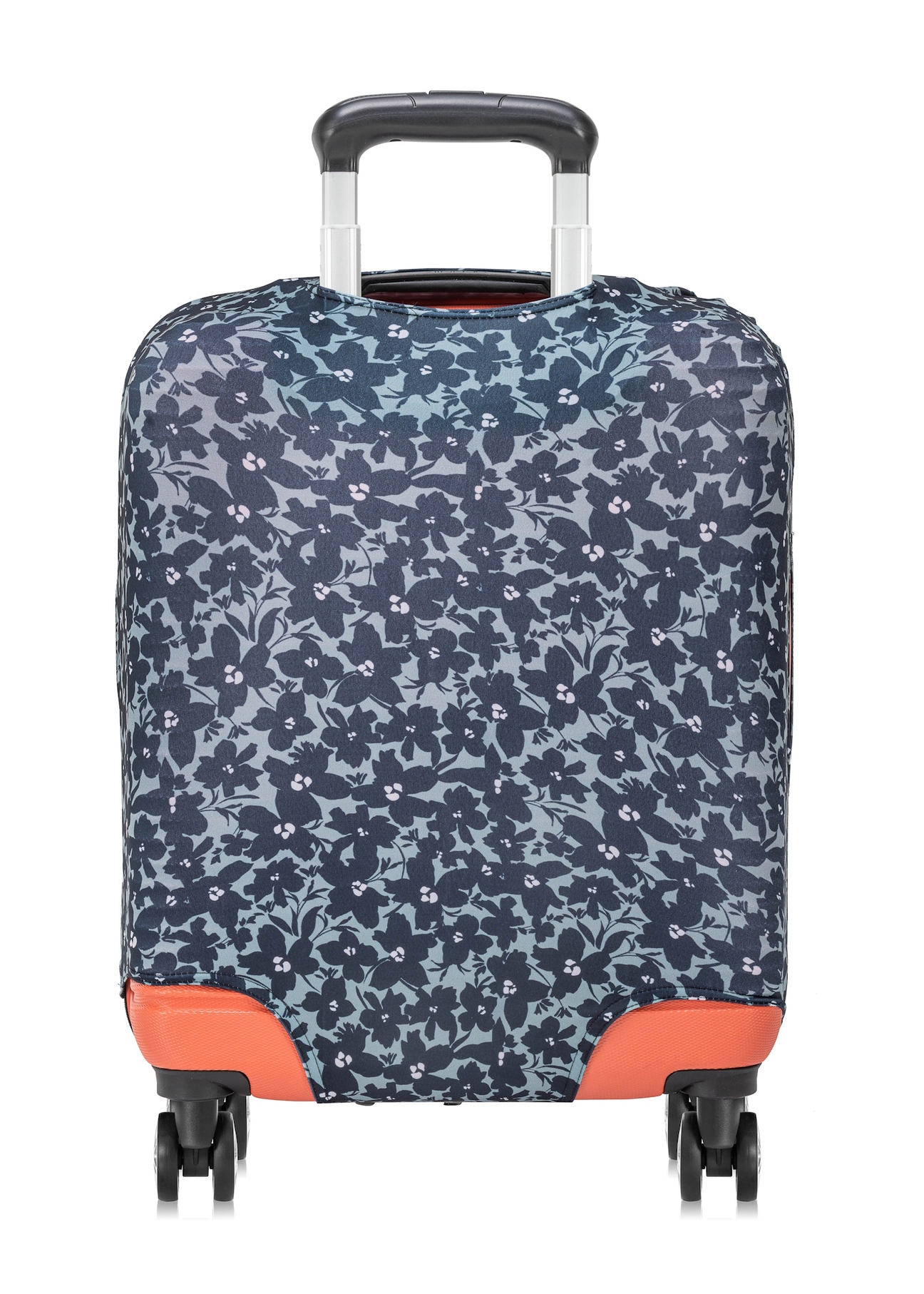 Floral small suitcase cover AW-013-0004-15-S(W25), product view on the suitcase on a white background.