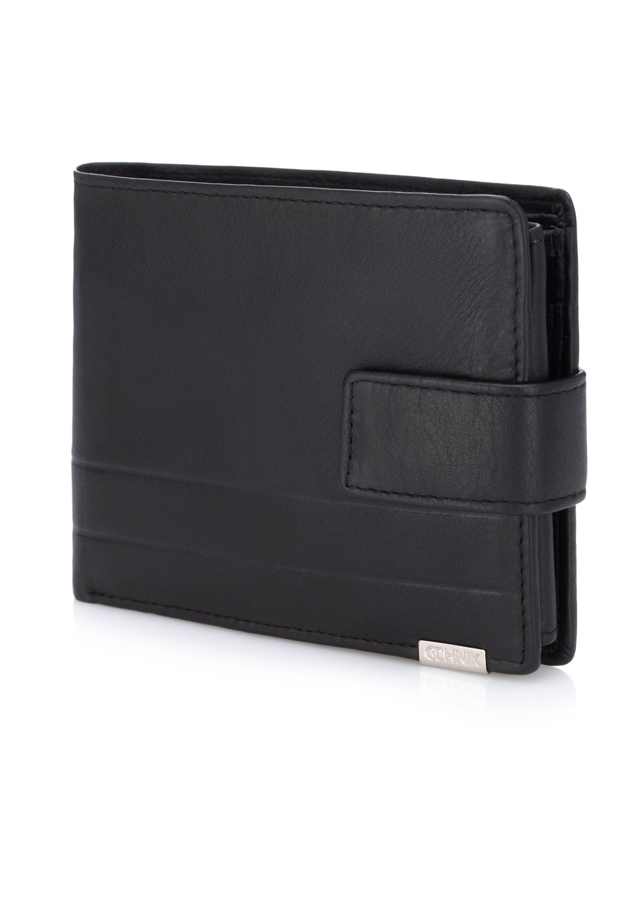 Black men's leather wallet PORMS-0144B-99(Z25), diagonal product view on white background.