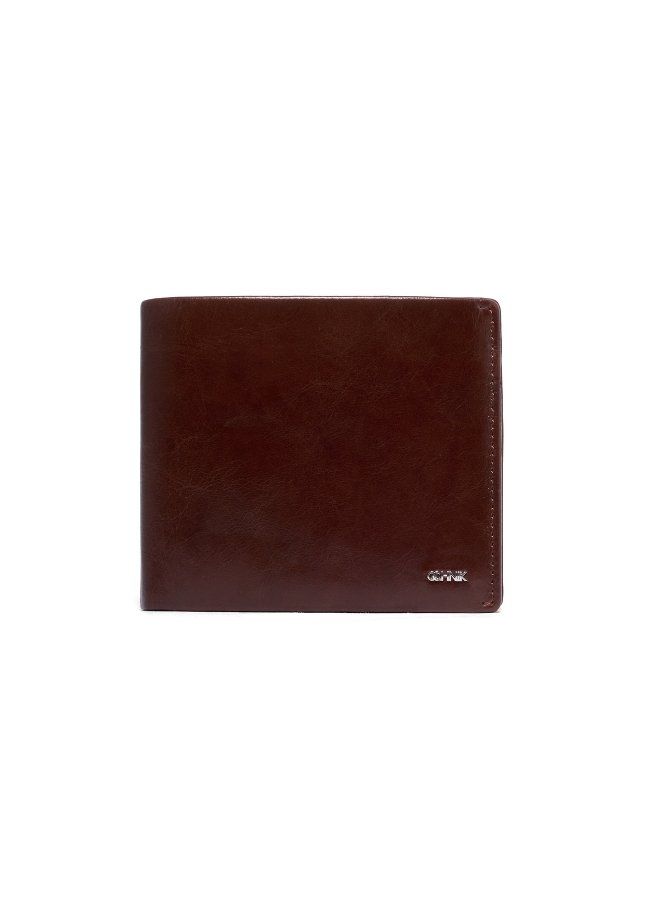 Brown leather men's wallet PORMS-0738-1G(Z26), front product view on white background.