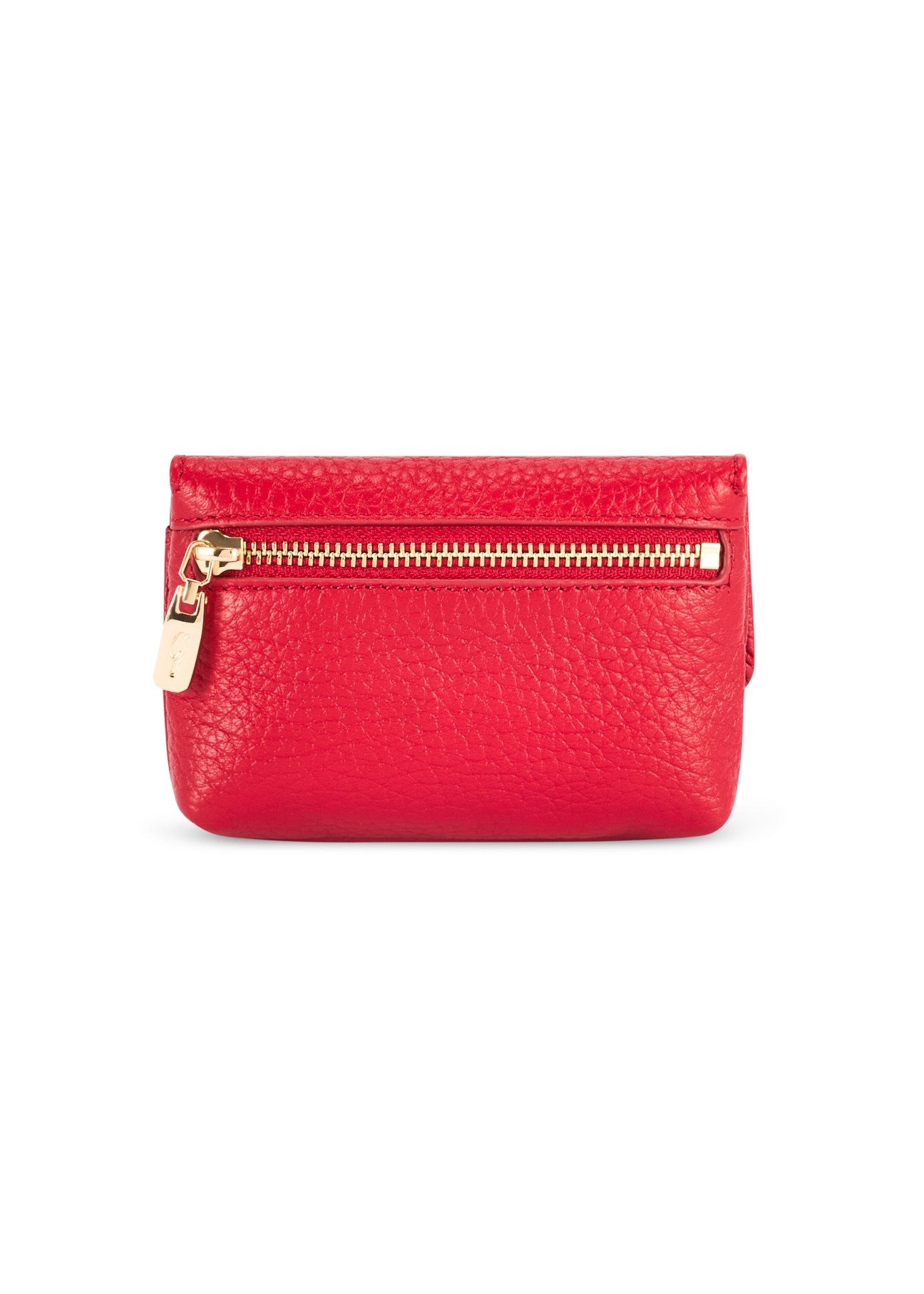 Red small leather women's wallet PORES-0895G-42(Z25), back product view on white background.