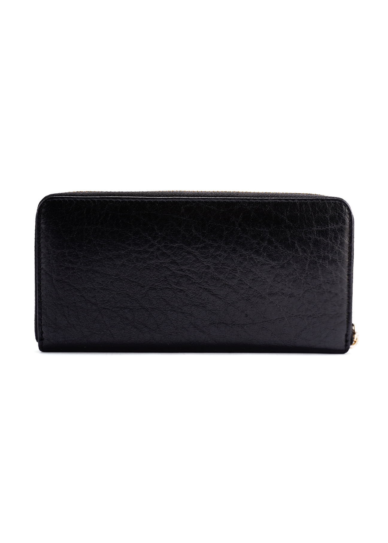 Black leather women's wallet PORES-0985-99(W26), product view from the back on a white background.