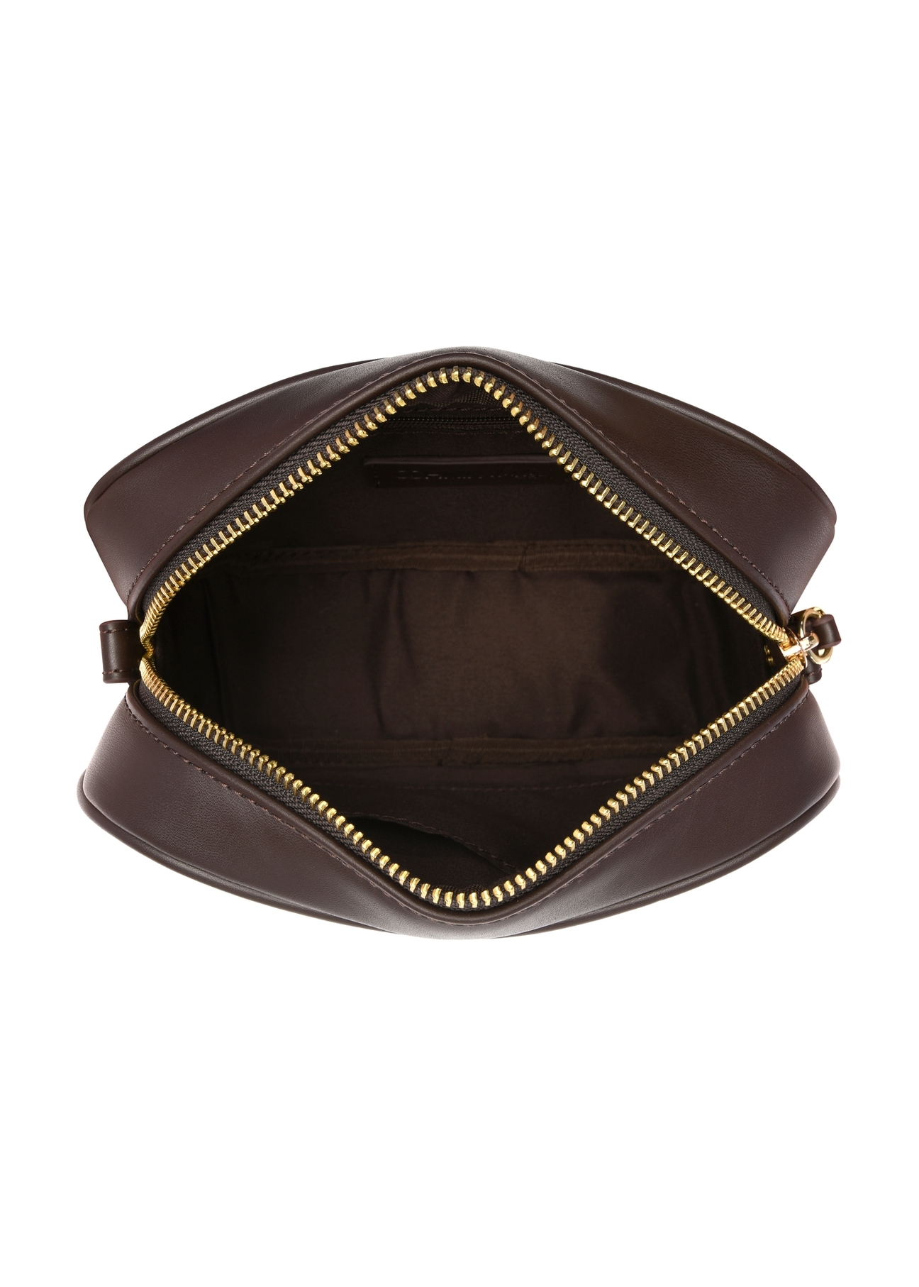 Brown small women's handbag TOREC-1285-1I(Z26), product view from above on a white background.