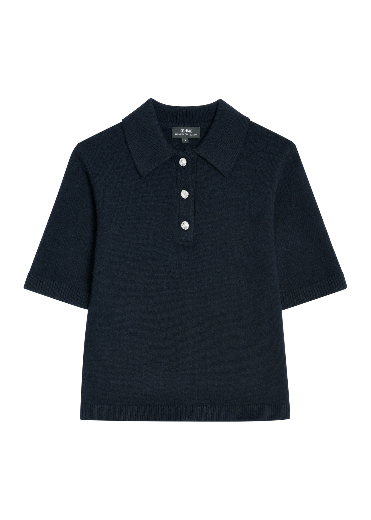 Dark navy blue women's wool sweater BLUDT-0222-7E(Z26), front product view on white background.