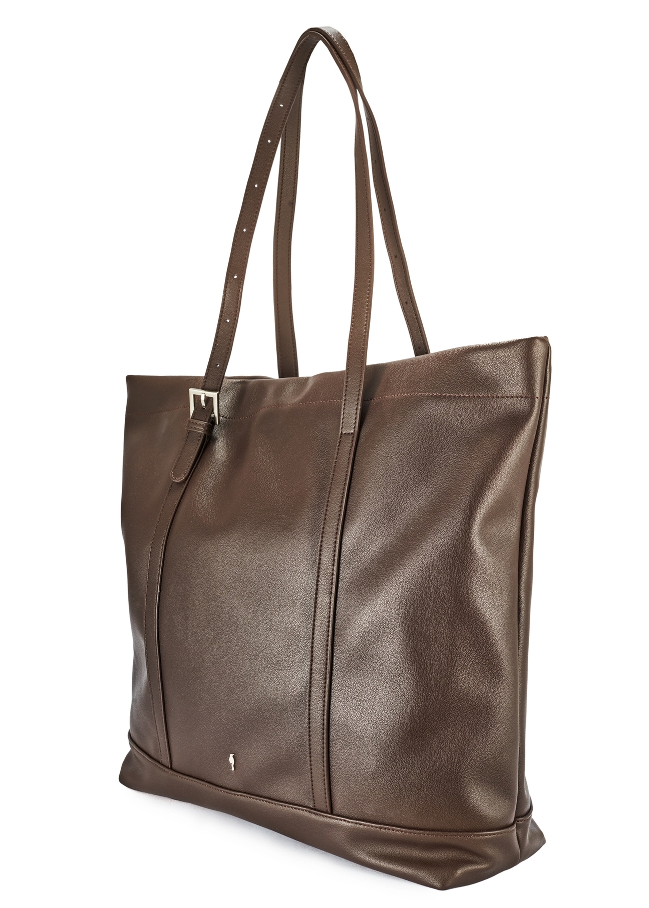 Large brown women's shopper handbag TOREC-1067-89(Z25), diagonal product view on a white background.