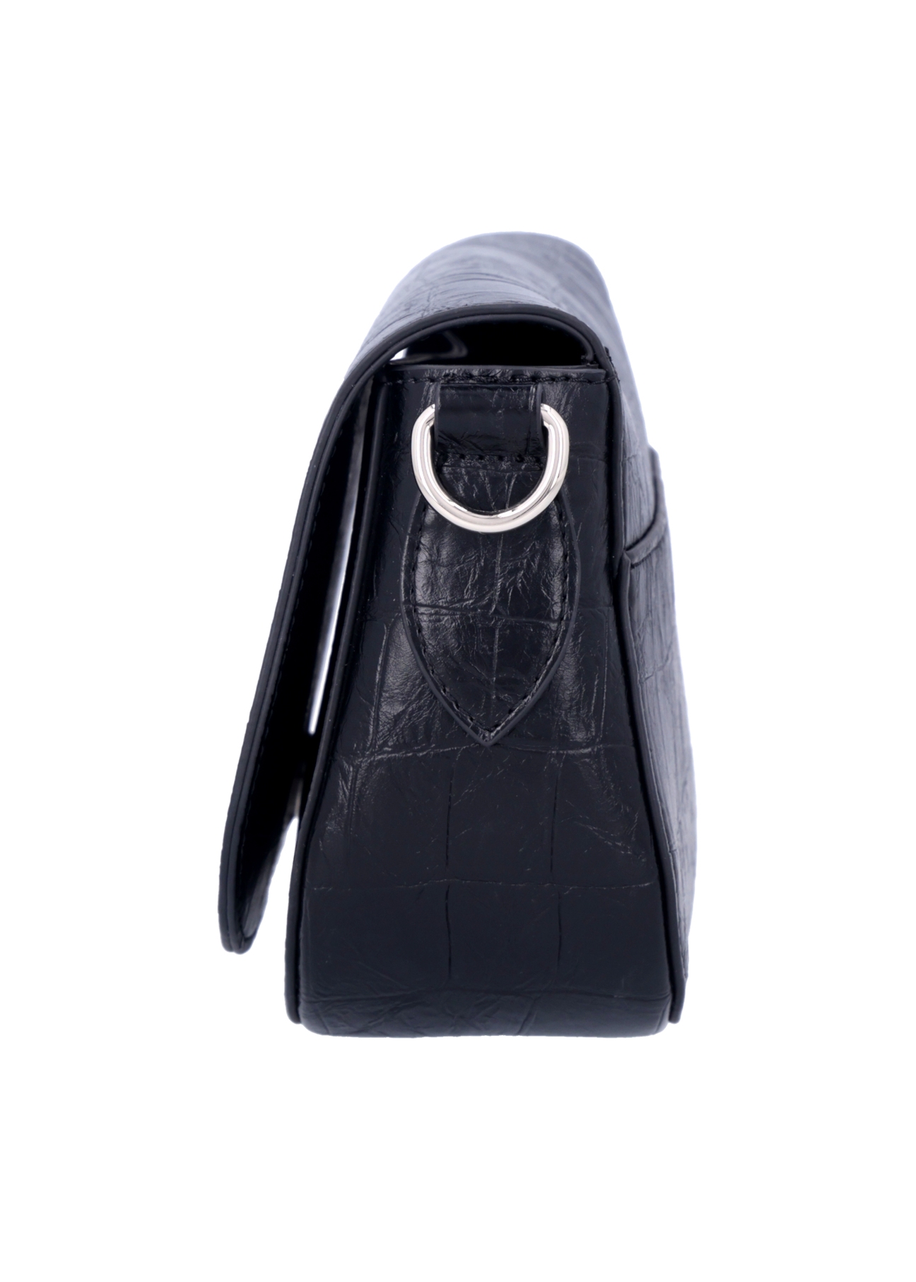 Black croco women's handbag TOREC-1308-9G(Z26), side product view on white background.