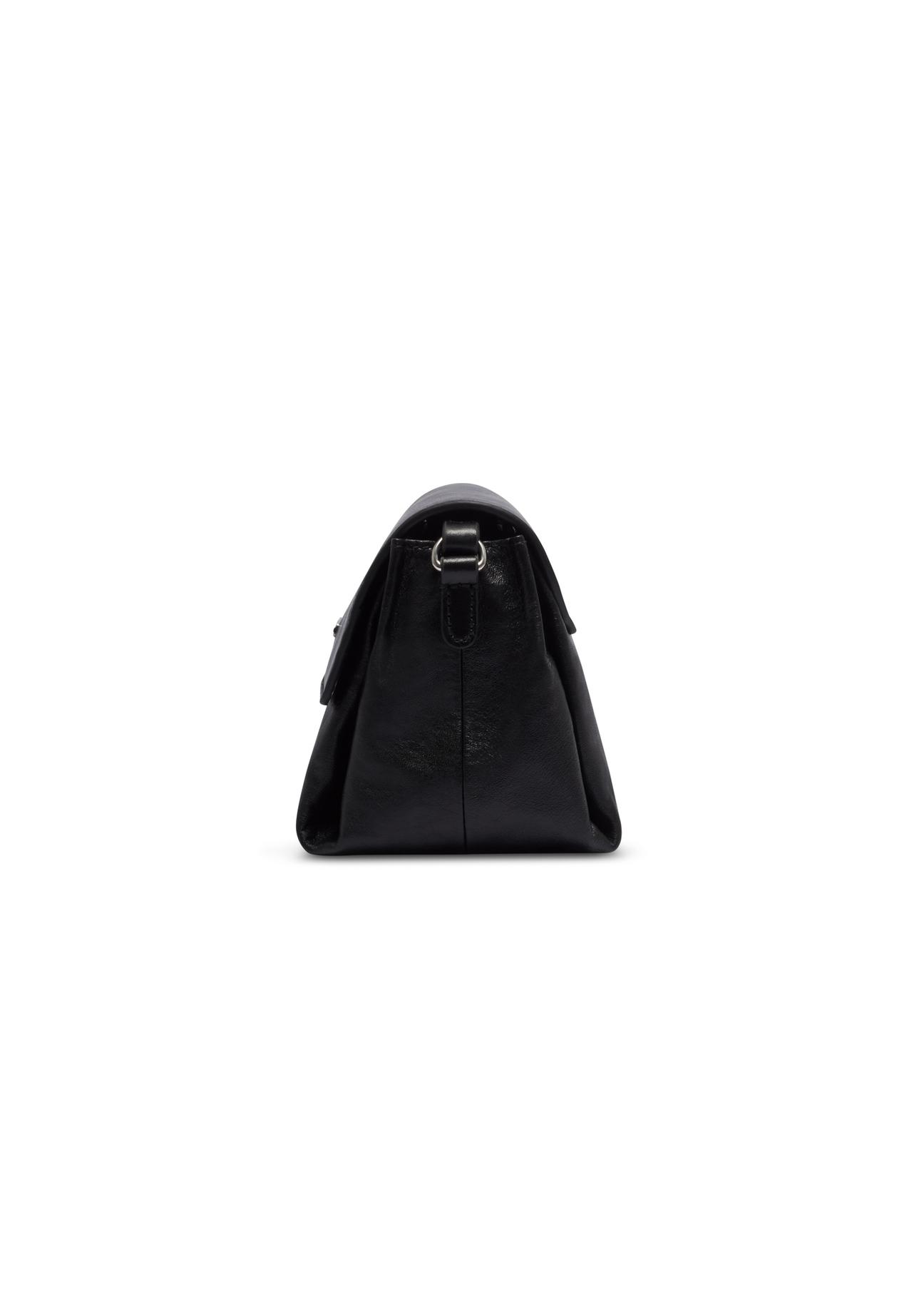 Black small leather handbag TORES-1351-99(Z26), side view of the product on a light background.