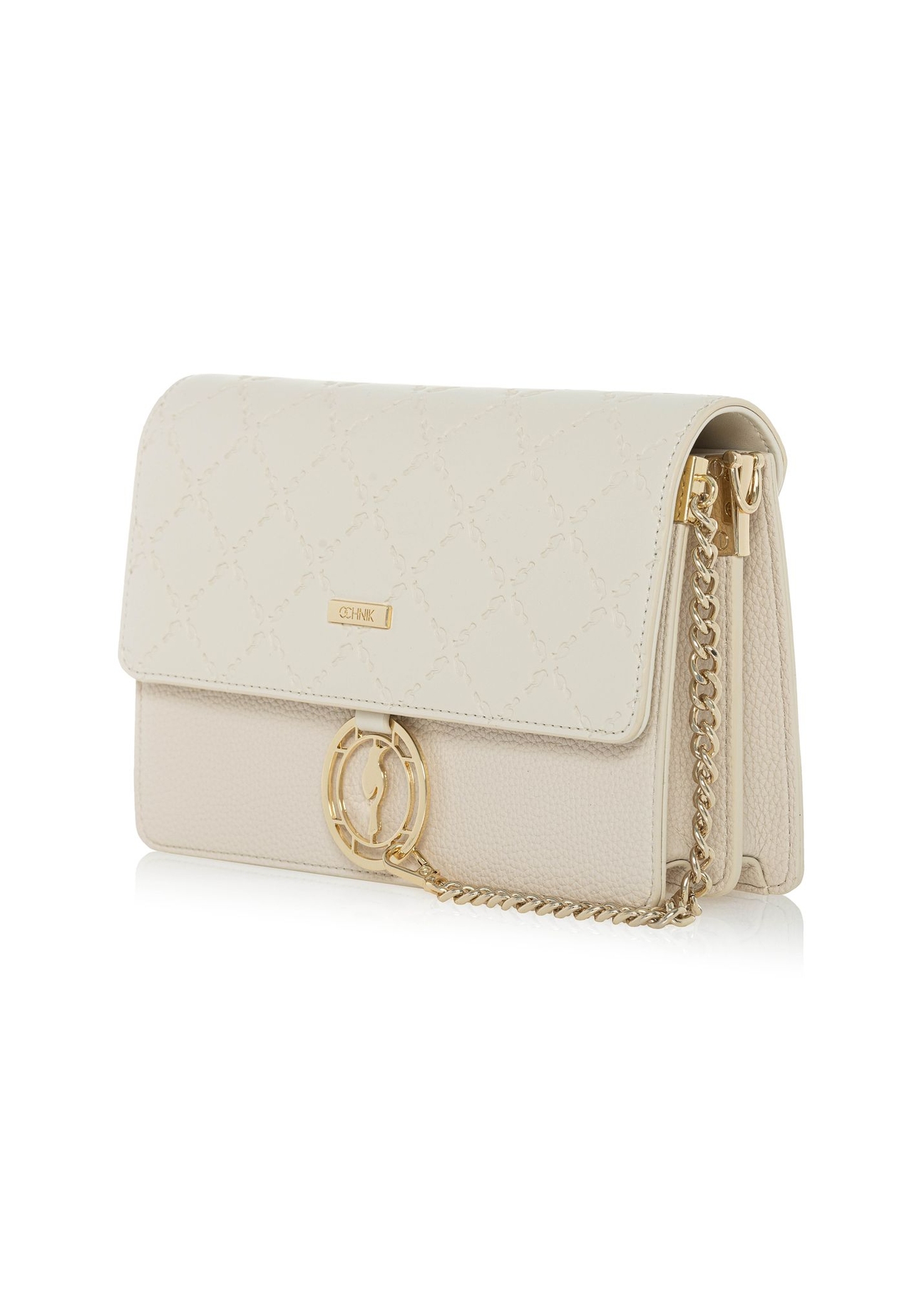 Cream women's handbag with monogram TOREC-0536B-12(W25)-02