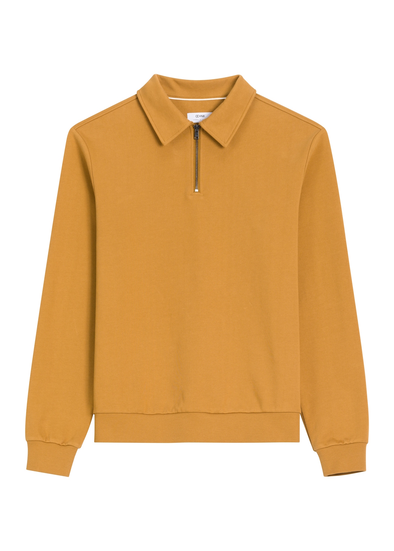 Mustard cotton men's sweatshirt BLZMT-0081-2D(Z26), front product view on white background.