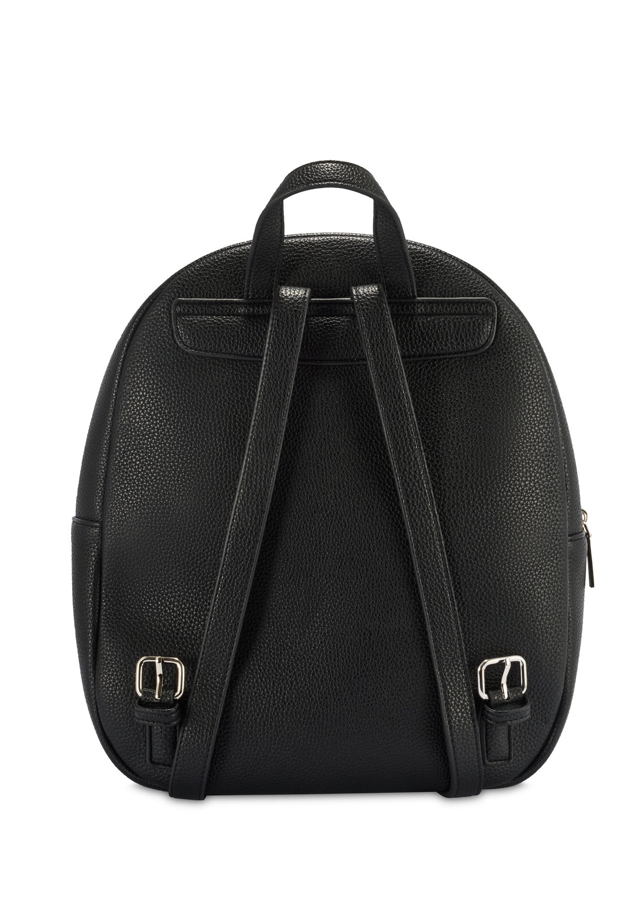 Black spacious women's backpack TOREC-1089-99(Z25), product view from the back on a white background.